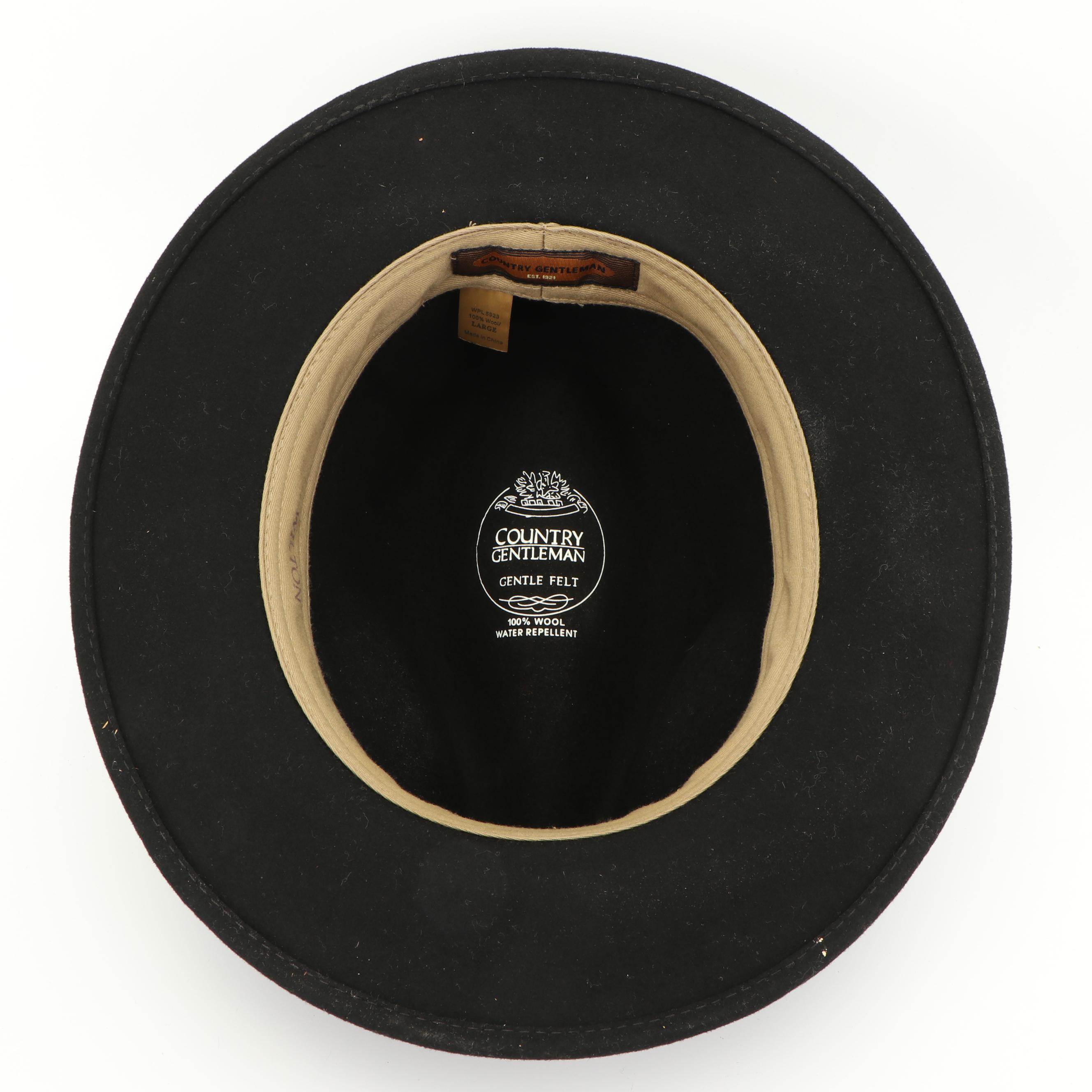 Men's Country Gentleman Wilton Black Felted Wool Fedora