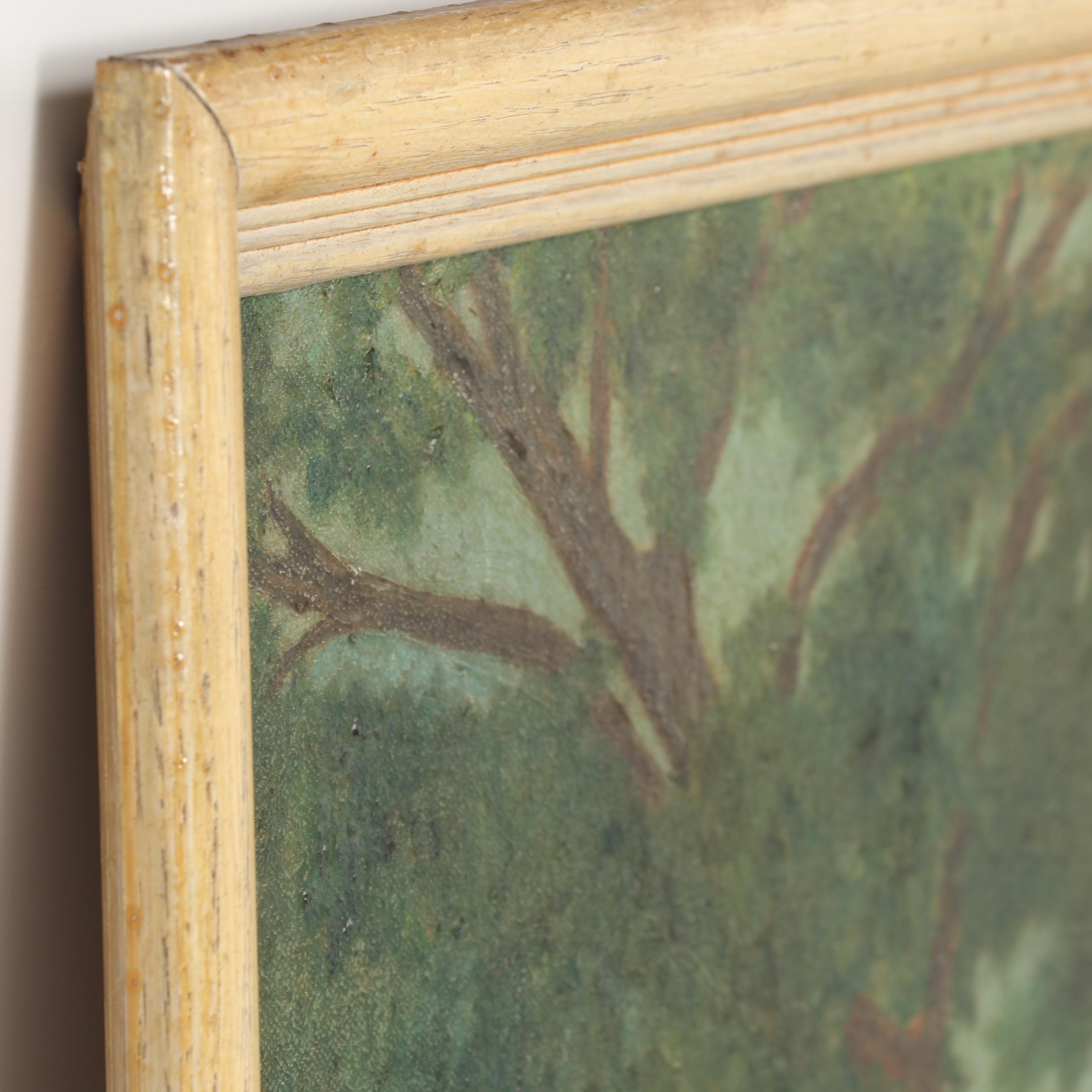 V. Hart Folk Art Oil Painting