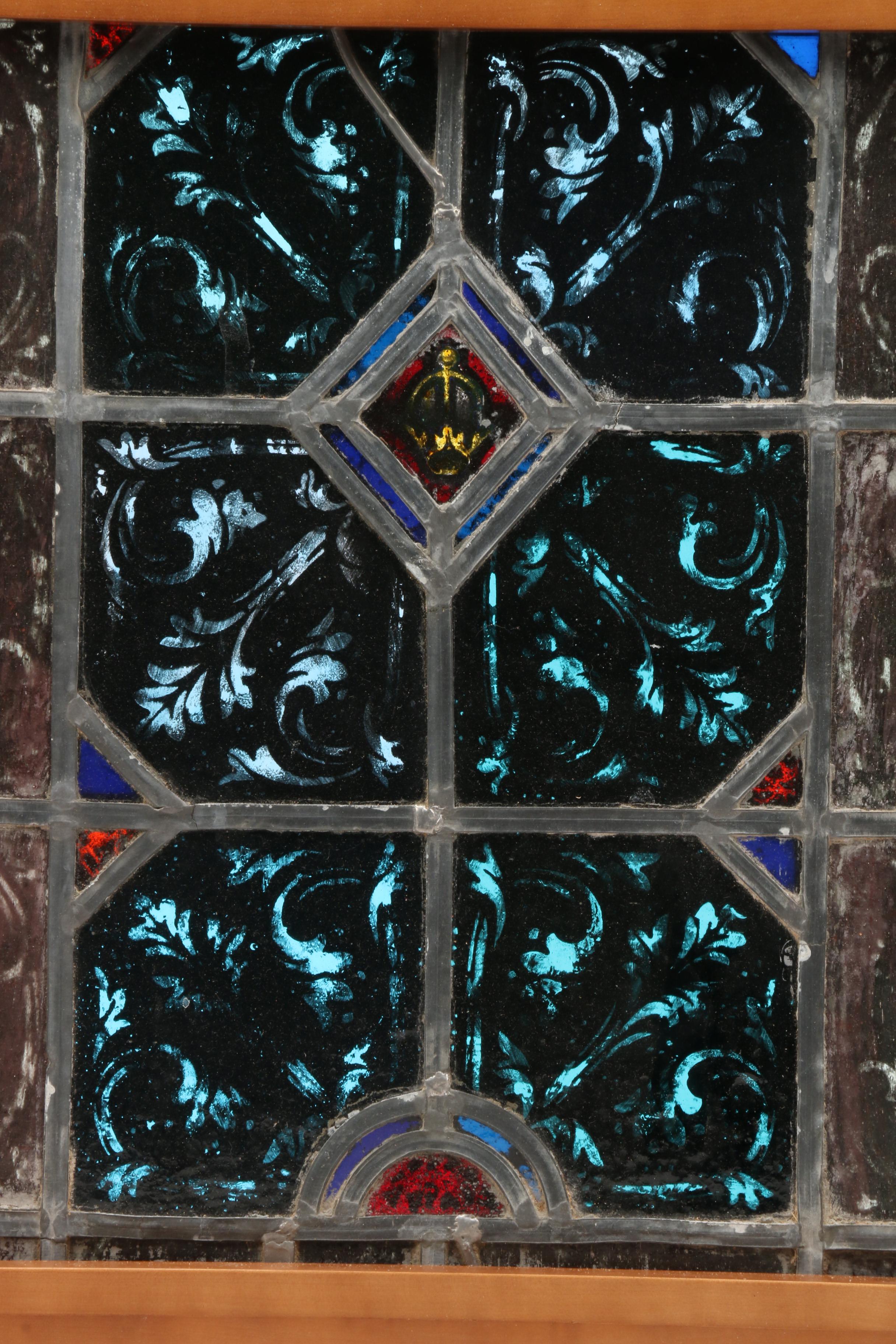 Charles Jay Connick Birch Framed Leaded Stained Glass Window