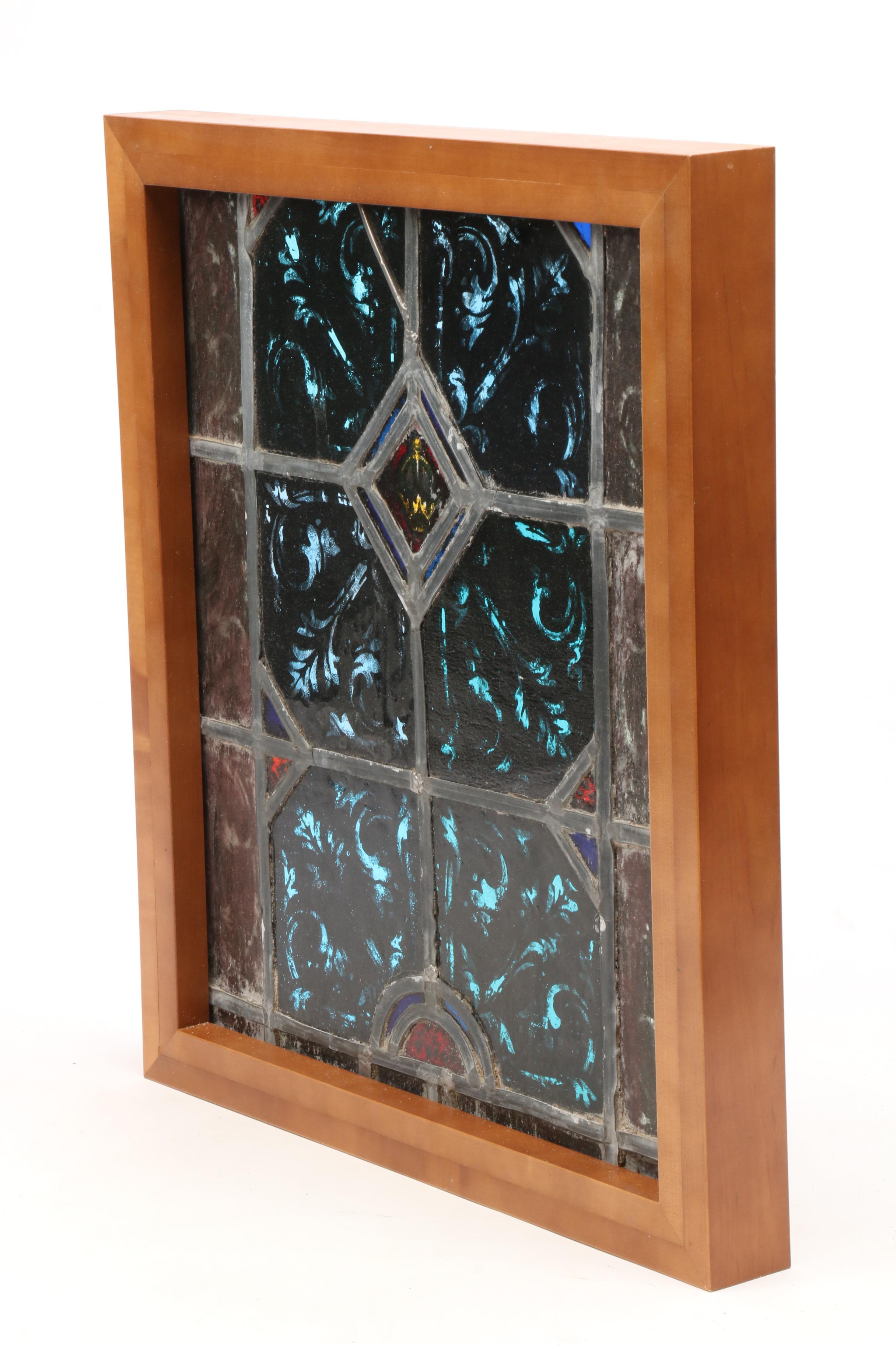 Charles Jay Connick Birch Framed Leaded Stained Glass Window