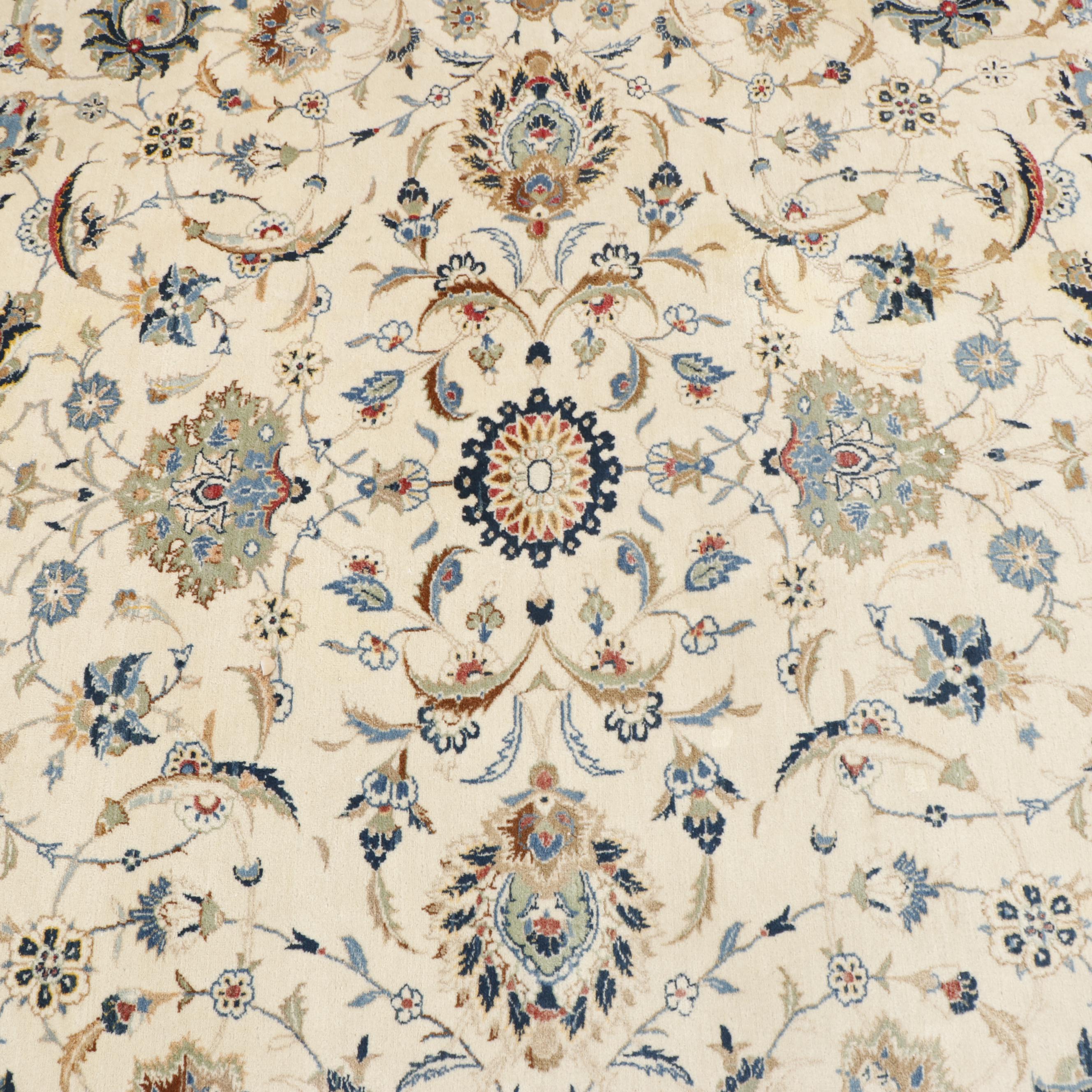 Hand-Knotted Sarouk Wool Rug