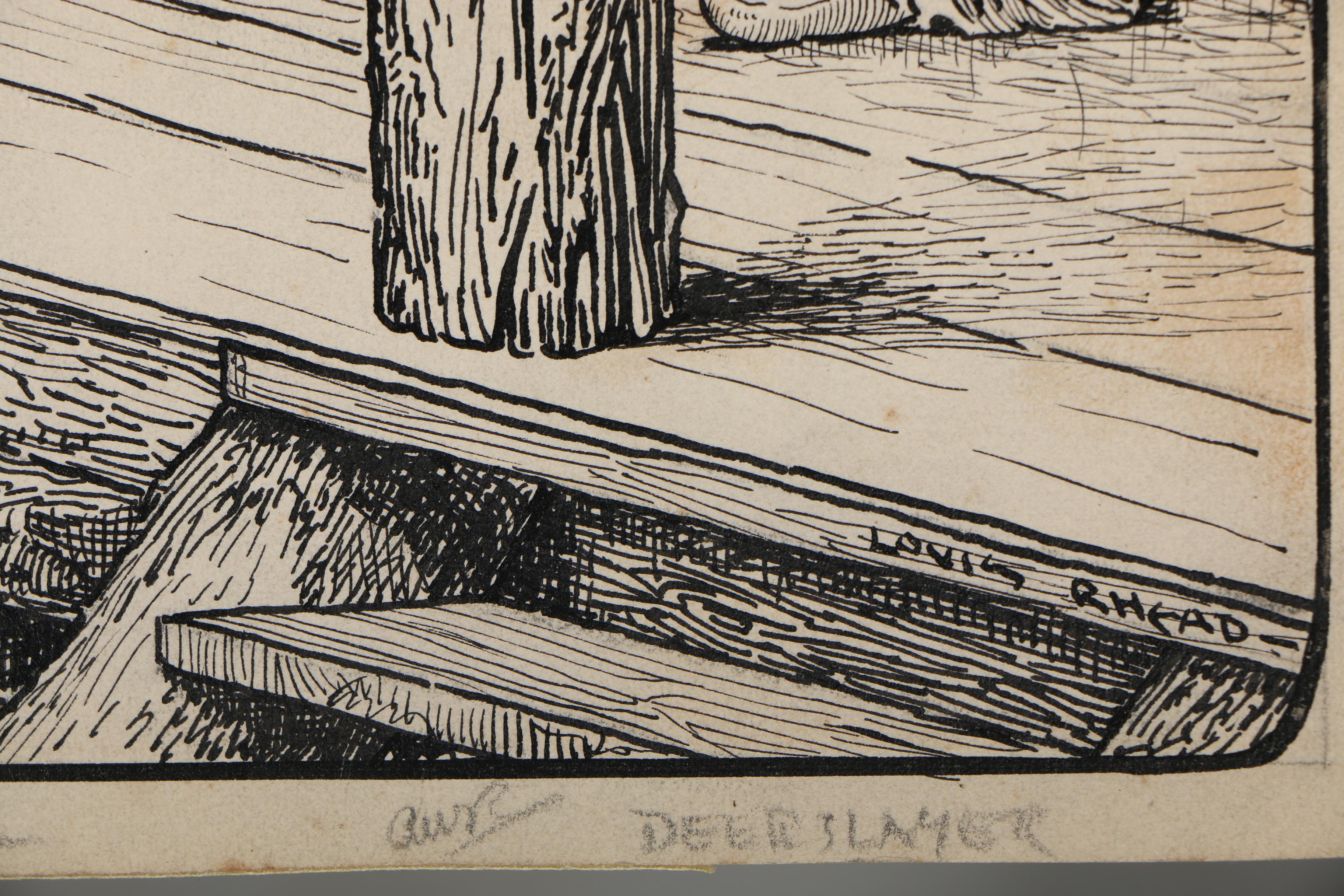 Louis Rhead Pen and Ink Illustration for "The Deerslayer"