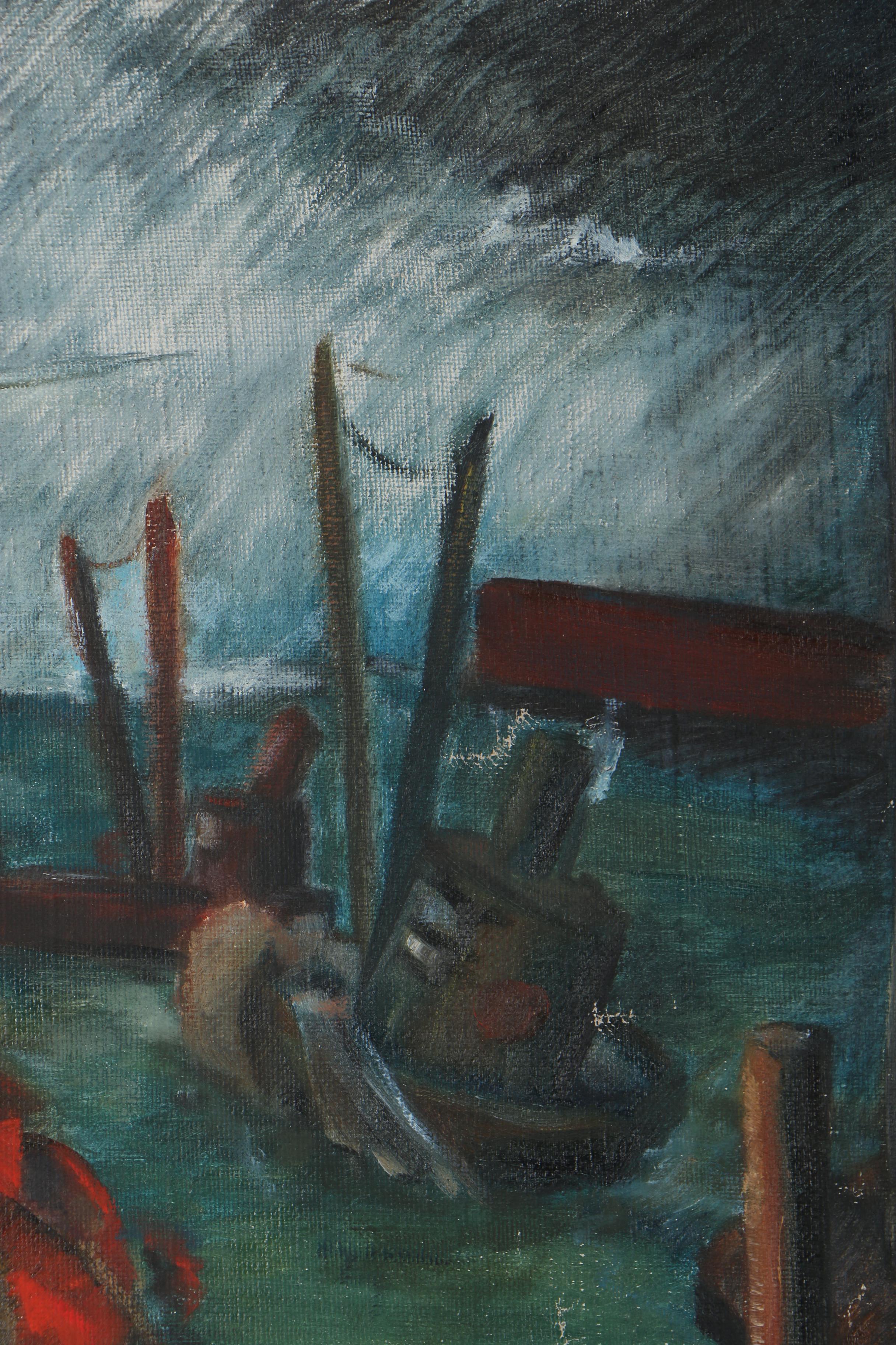 W. Glen Davis Oil Painting of Harbor Scene