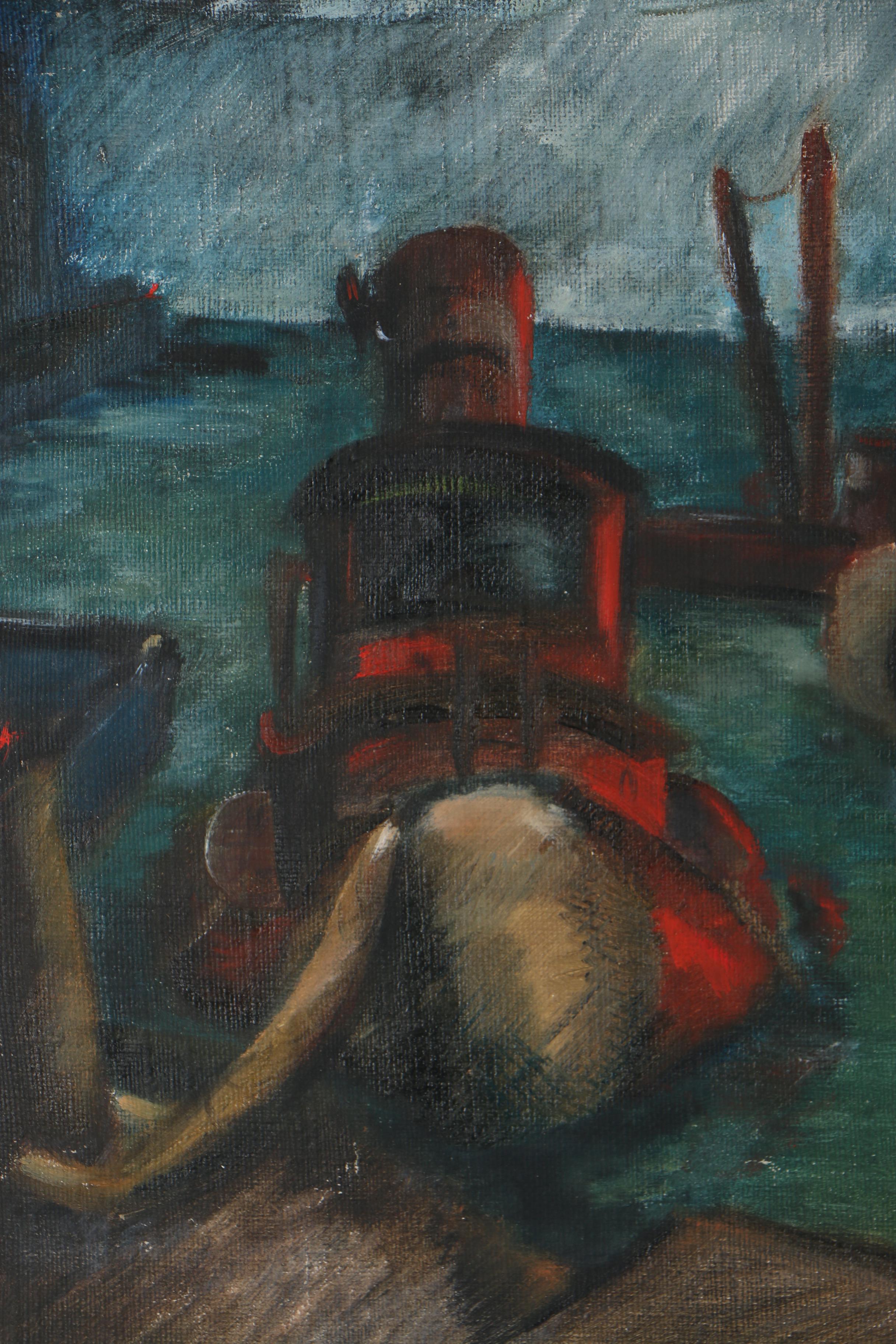 W. Glen Davis Oil Painting of Harbor Scene