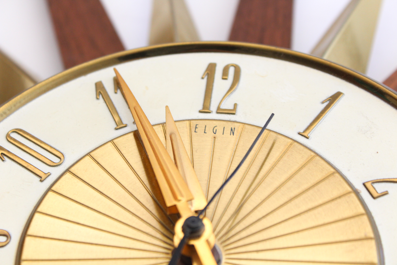 Mid Century Modern Elgin Starburst Wall Clock