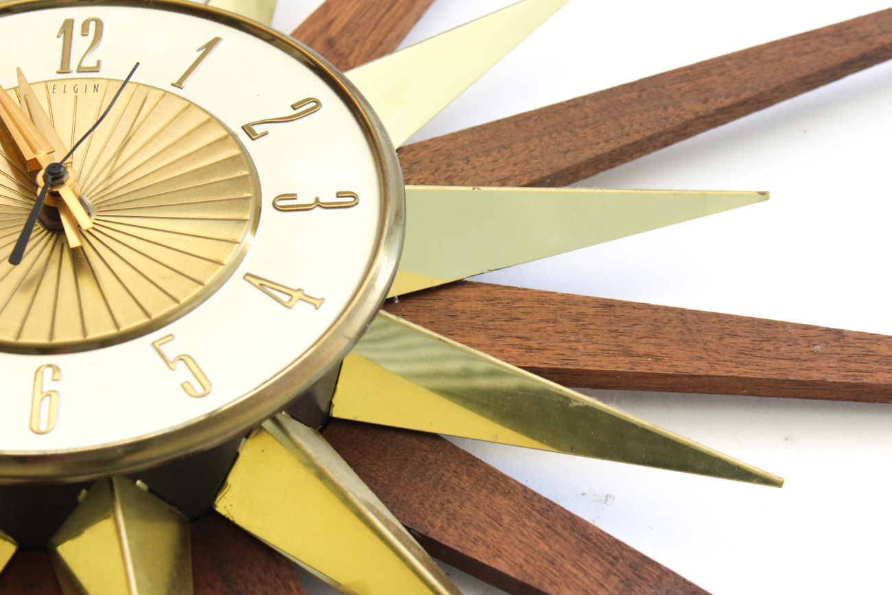 Mid Century Modern Elgin Starburst Wall Clock