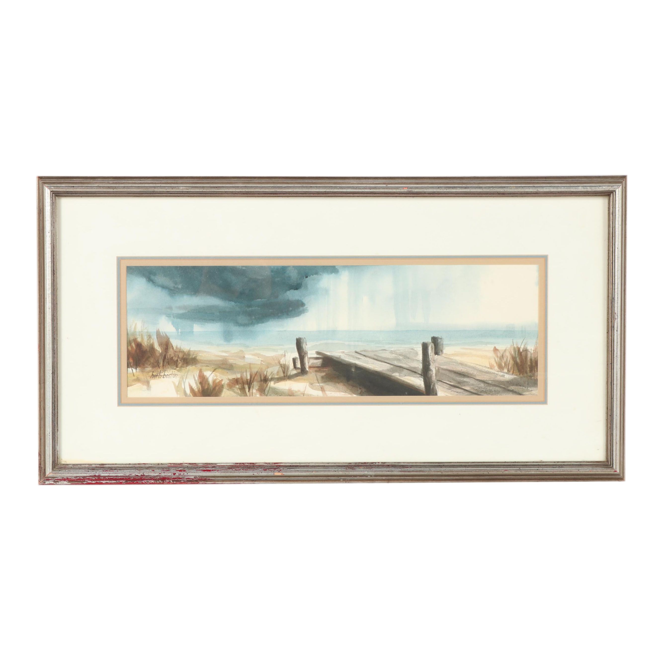 Herb Boston Coastal Landscape Watercolor Painting