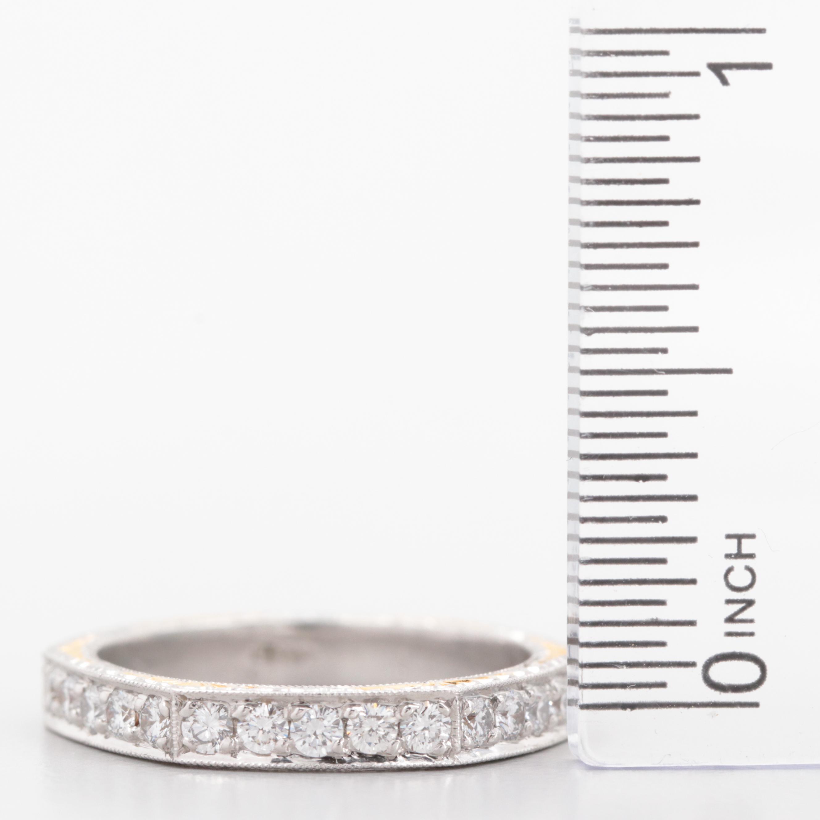 Varna Platinum Diamond Eternity Band with 18K Yellow Gold Accents