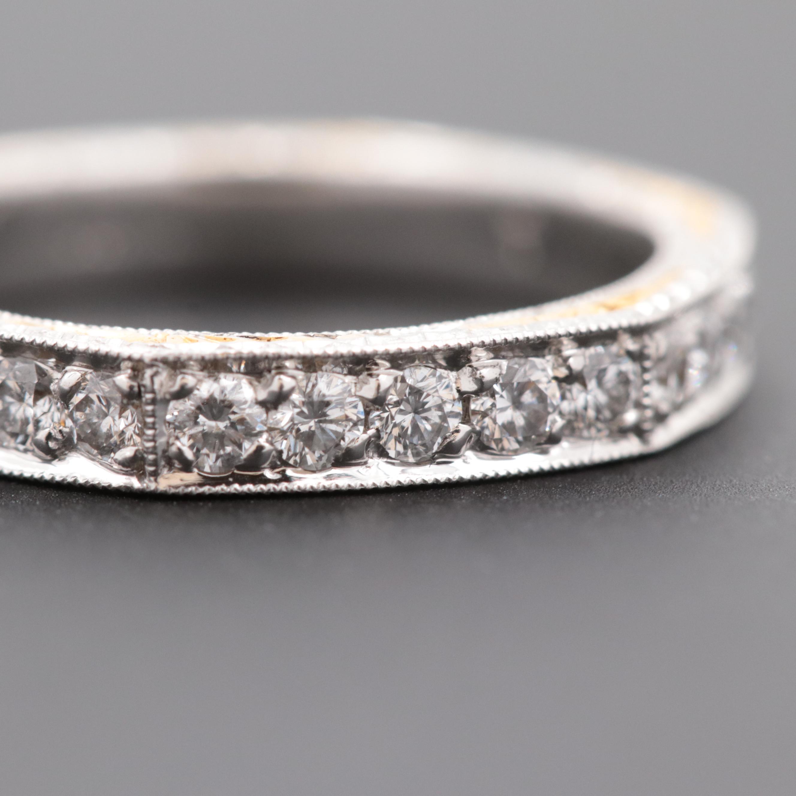 Varna Platinum Diamond Eternity Band with 18K Yellow Gold Accents
