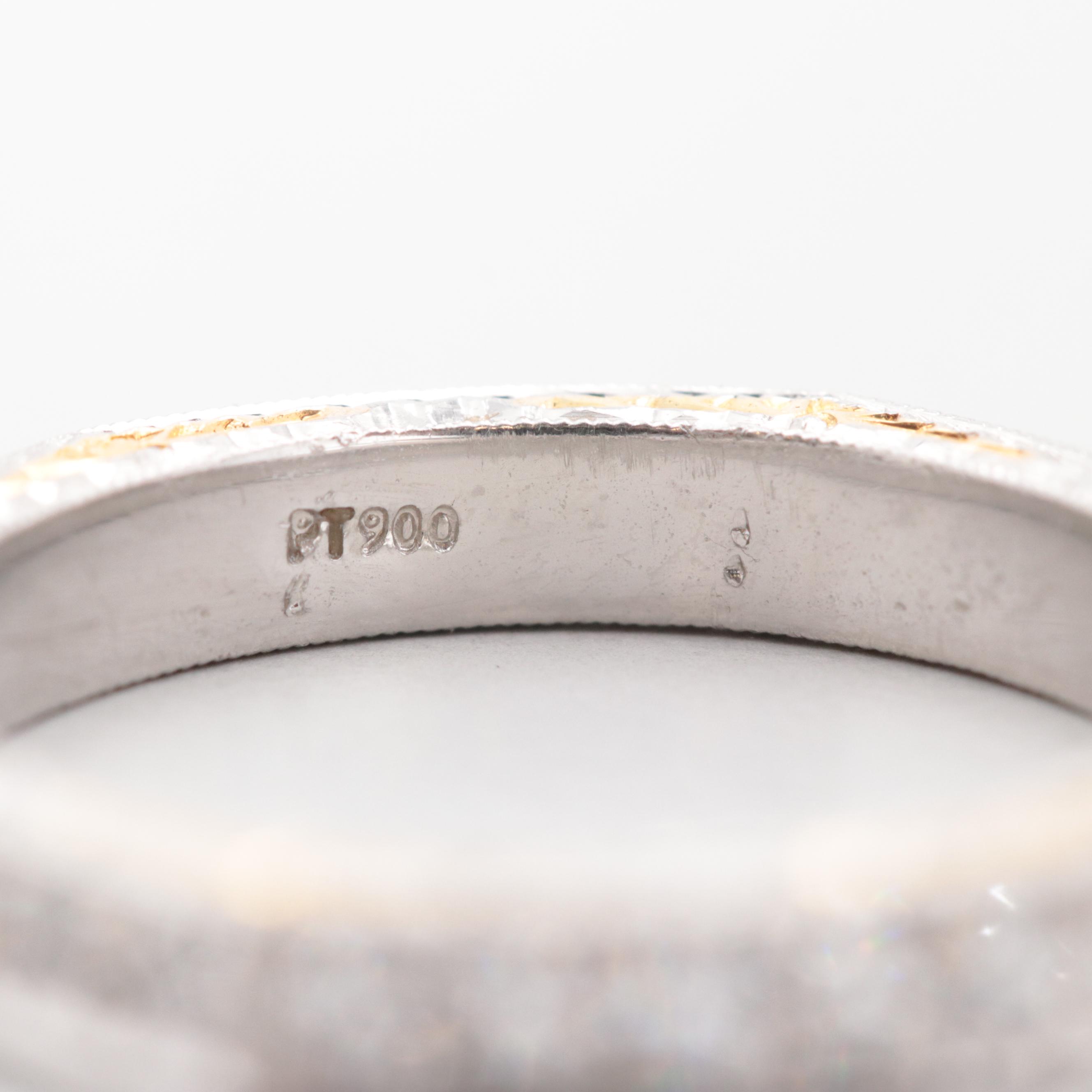 Varna Platinum Diamond Eternity Band with 18K Yellow Gold Accents