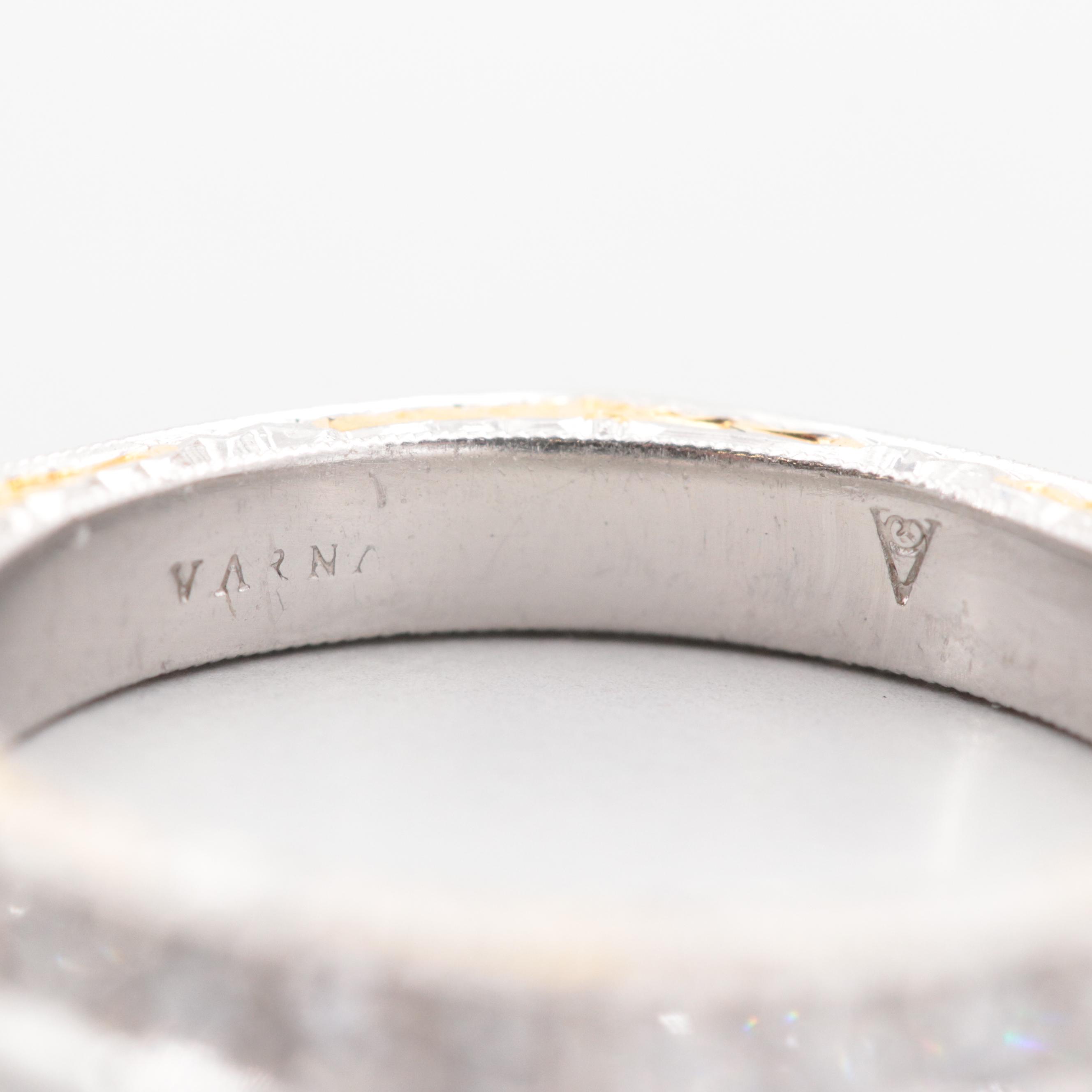 Varna Platinum Diamond Eternity Band with 18K Yellow Gold Accents