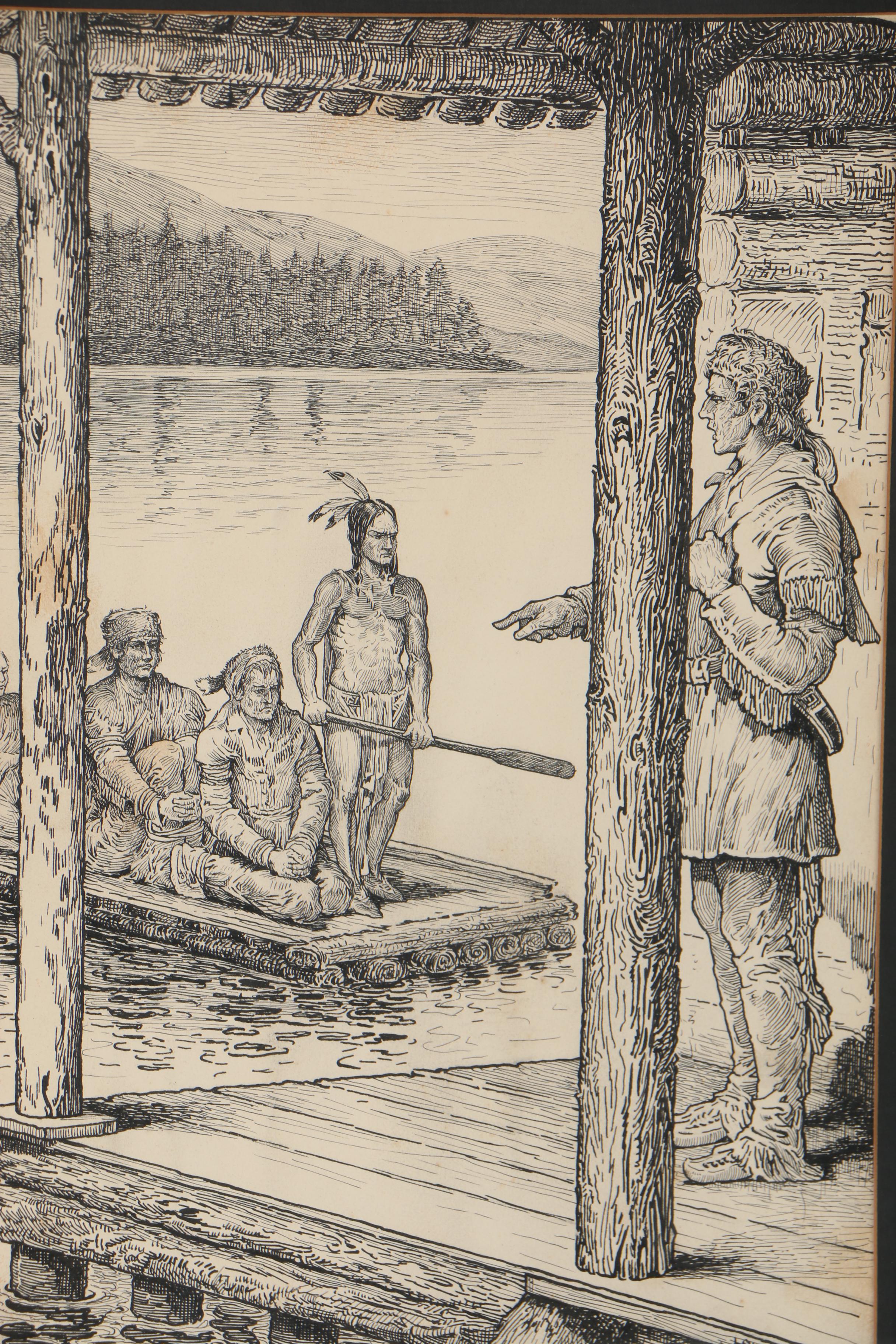 Louis Rhead Pen and Ink Illustration for "The Deerslayer"