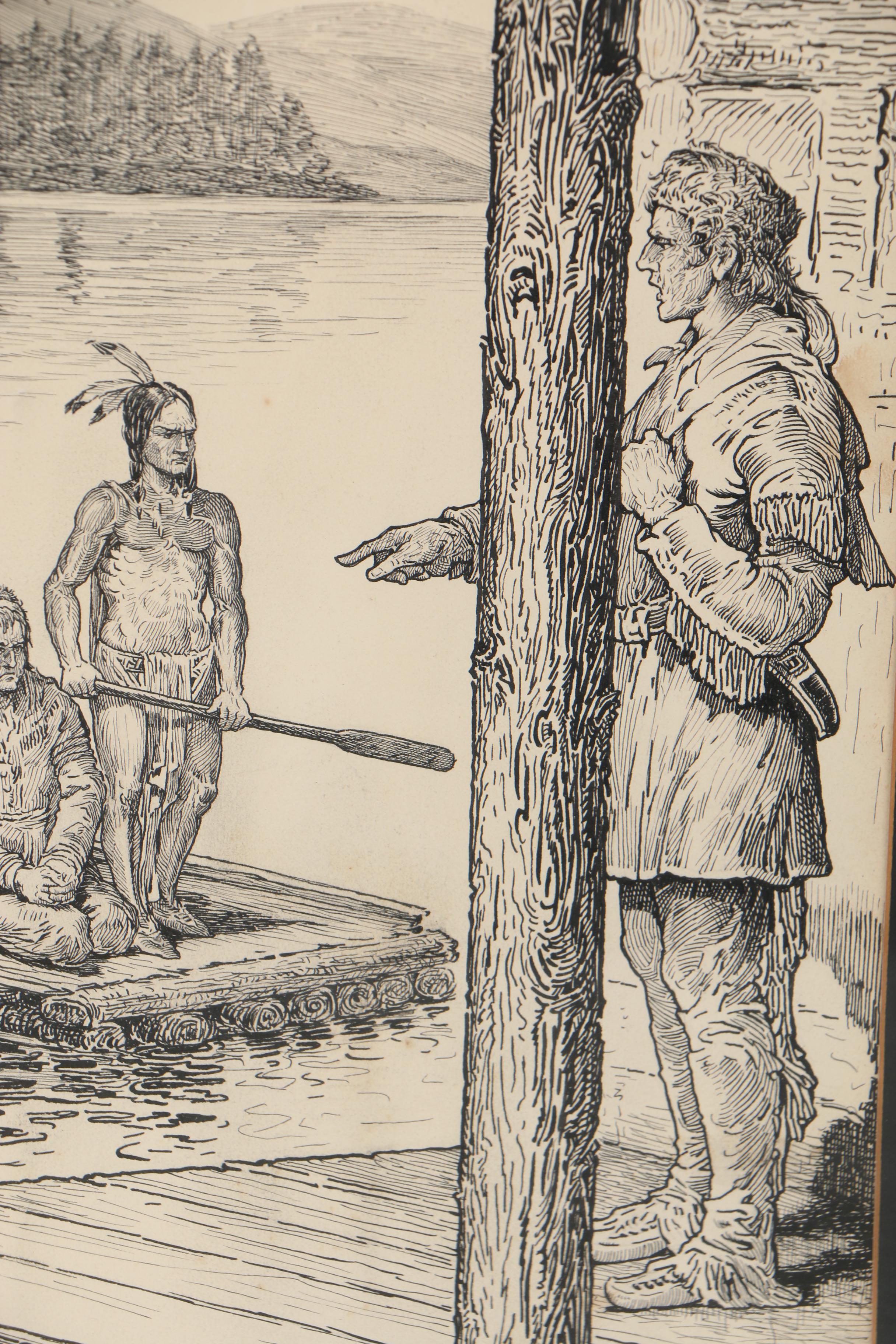 Louis Rhead Pen and Ink Illustration for "The Deerslayer"