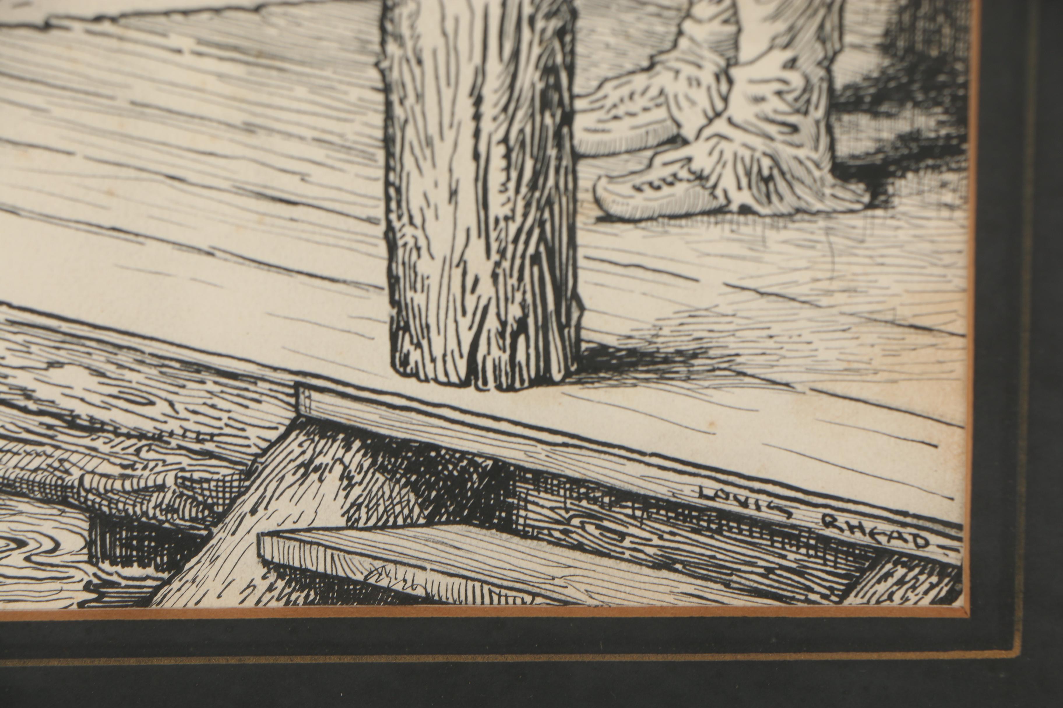 Louis Rhead Pen and Ink Illustration for "The Deerslayer"