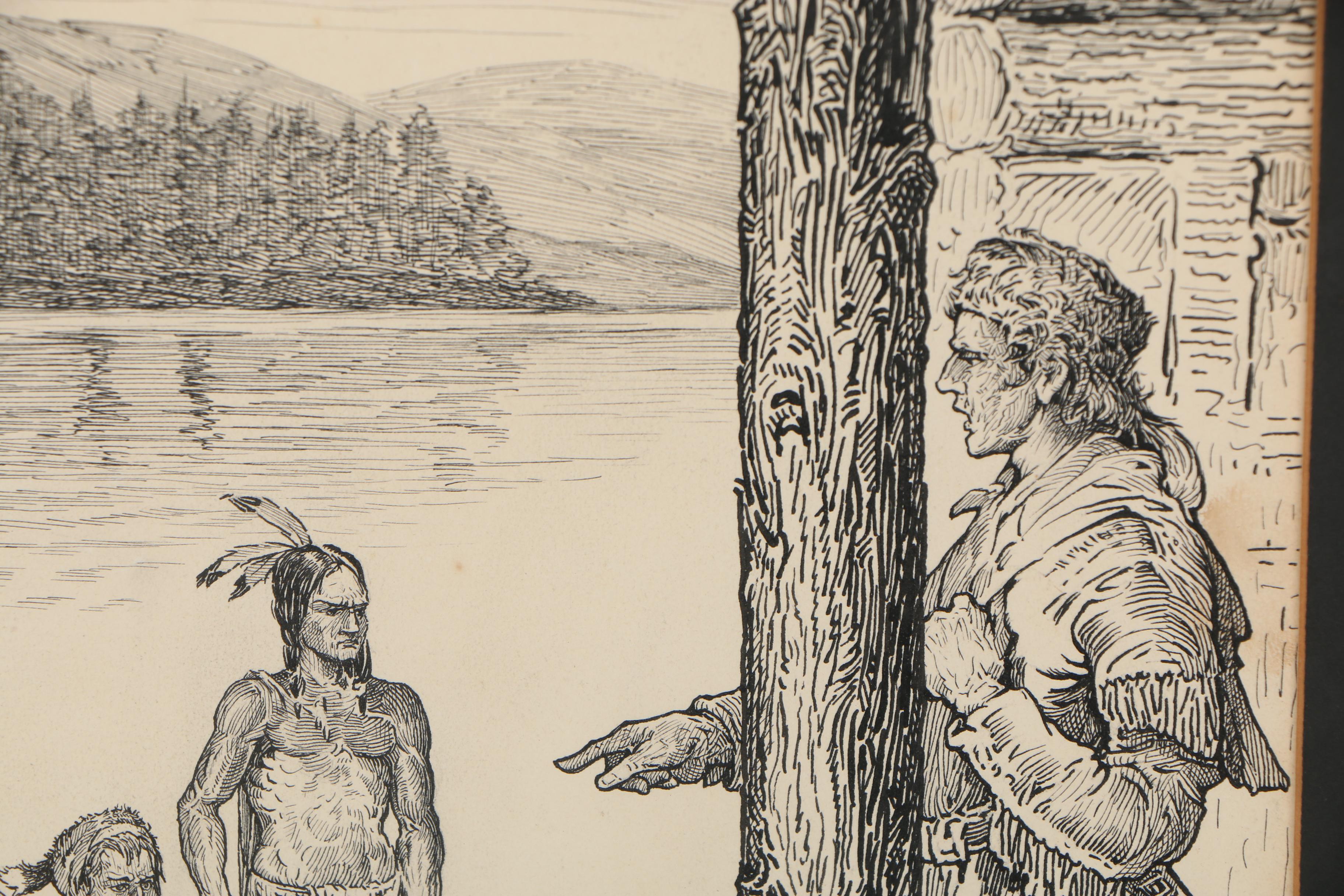 Louis Rhead Pen and Ink Illustration for "The Deerslayer"