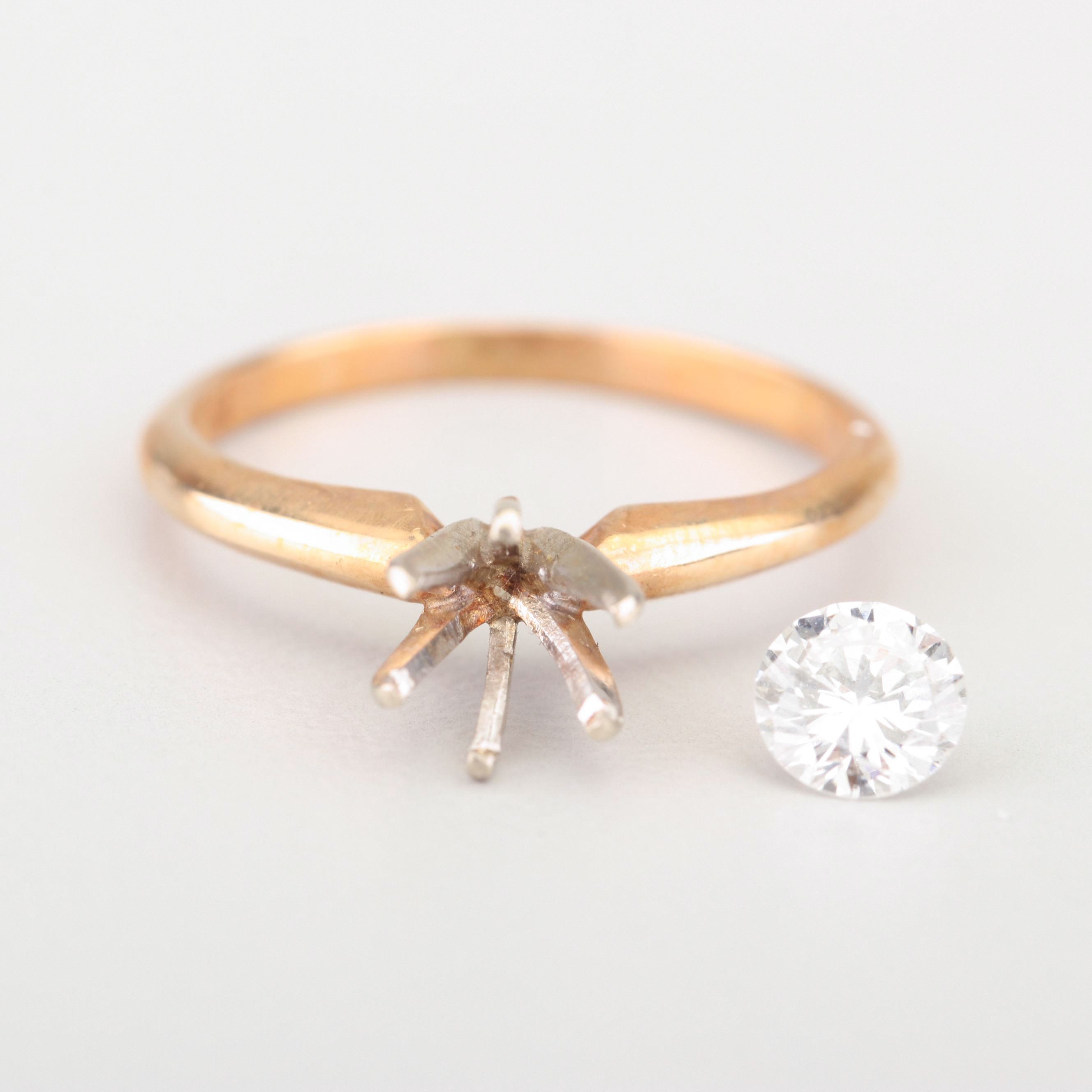 14K Two-Tone Gold Semi-Mount and Loose Diamond