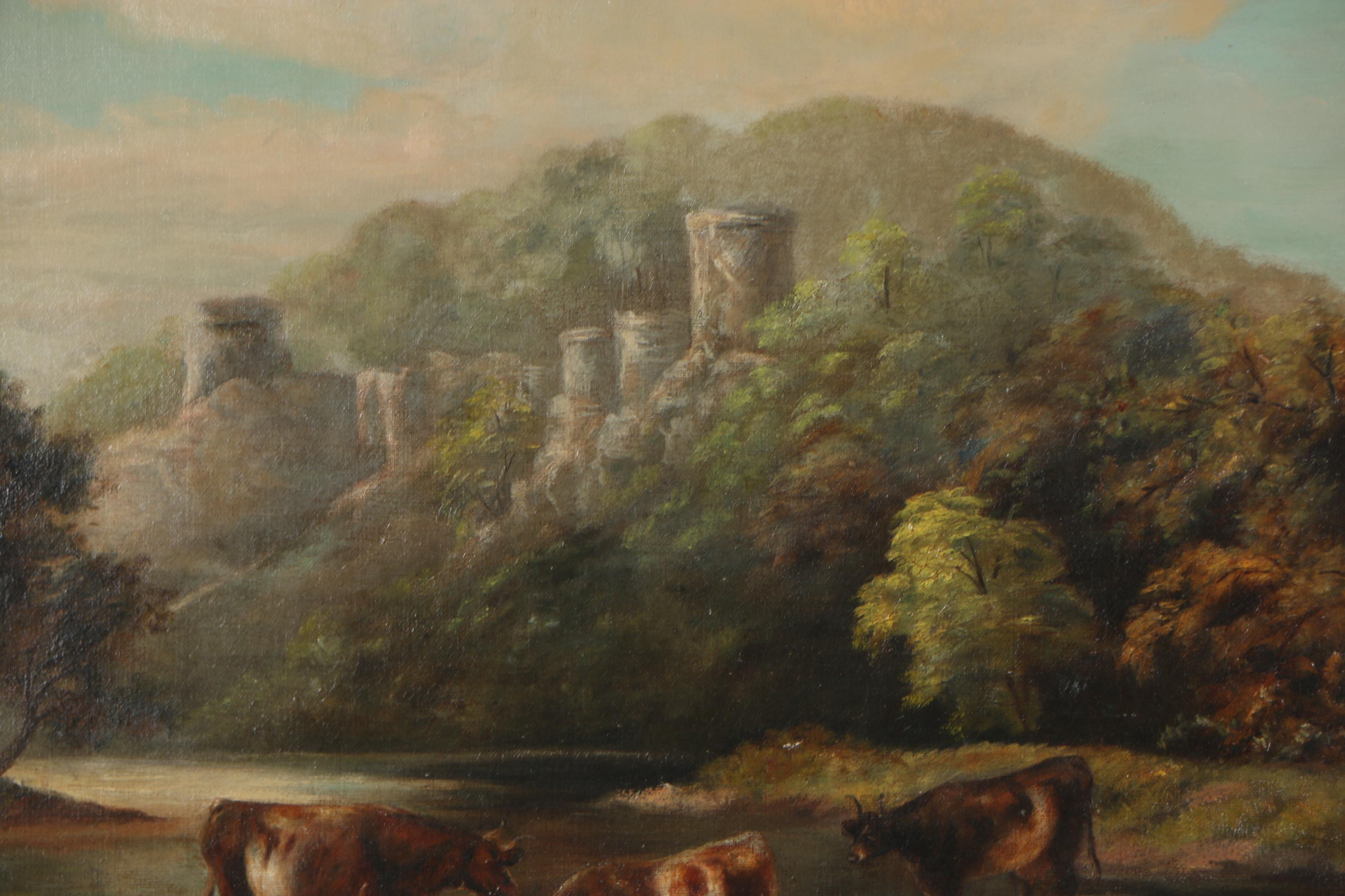 19th Century Pastoral Landscape Oil Painting