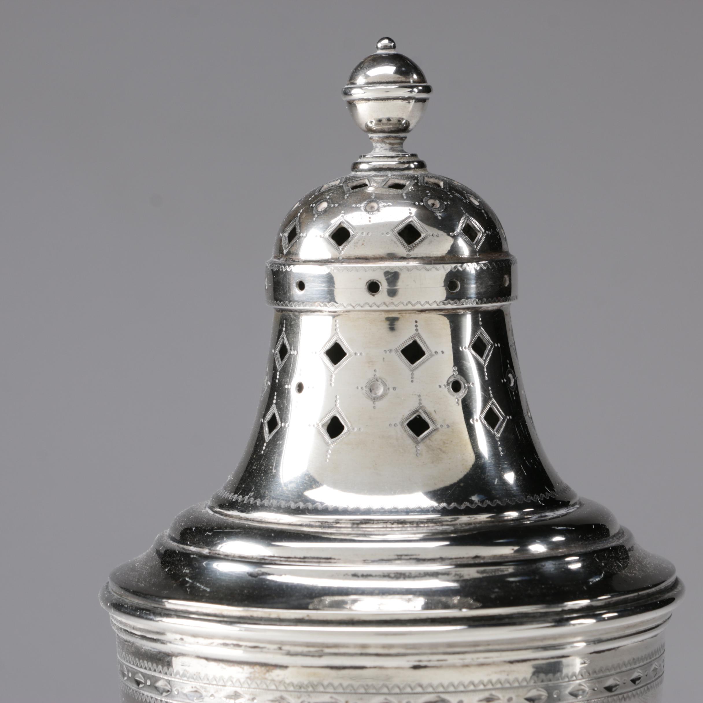 Peter Hertz Danish 826 Silver Muffineer on Plinth Base, 1902