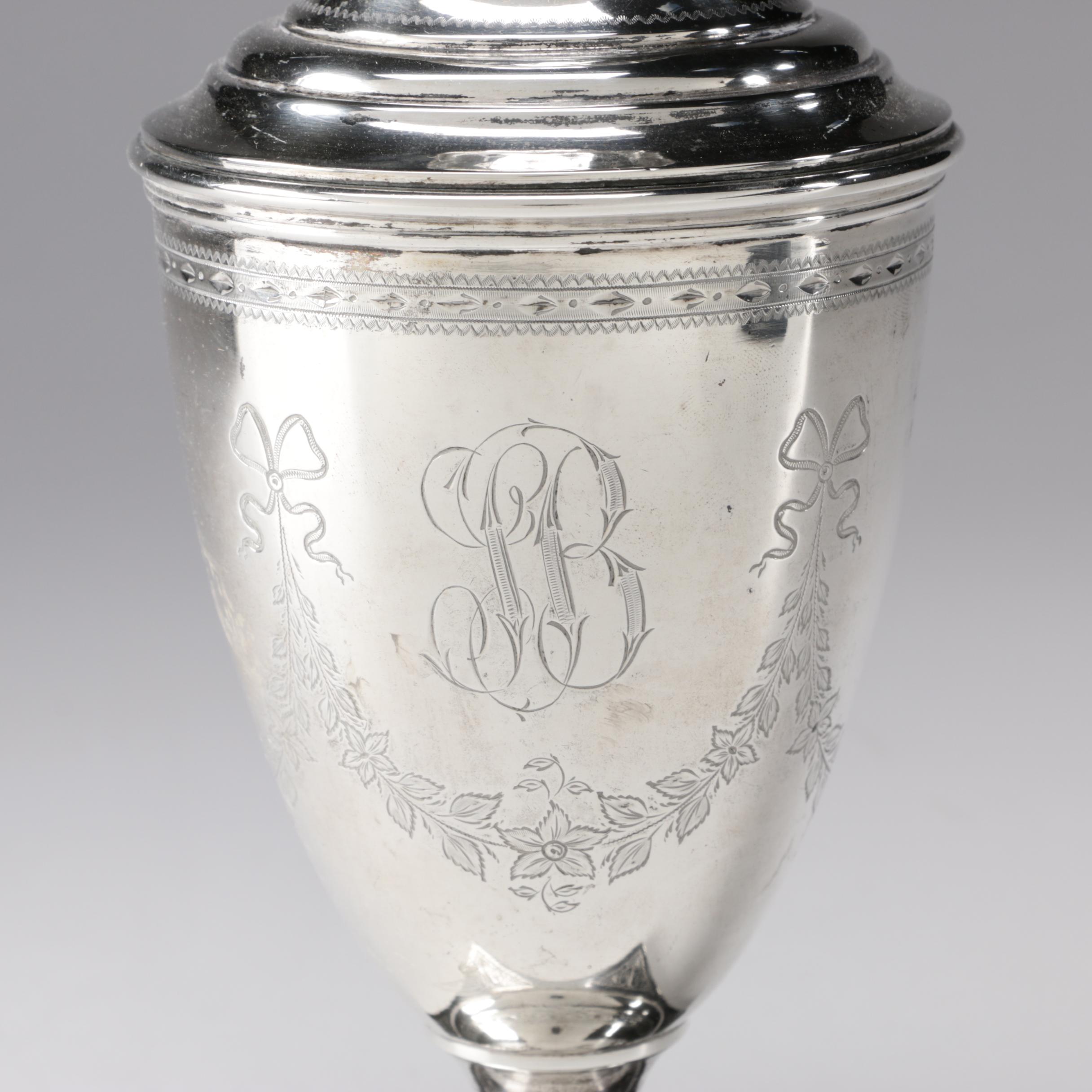 Peter Hertz Danish 826 Silver Muffineer on Plinth Base, 1902