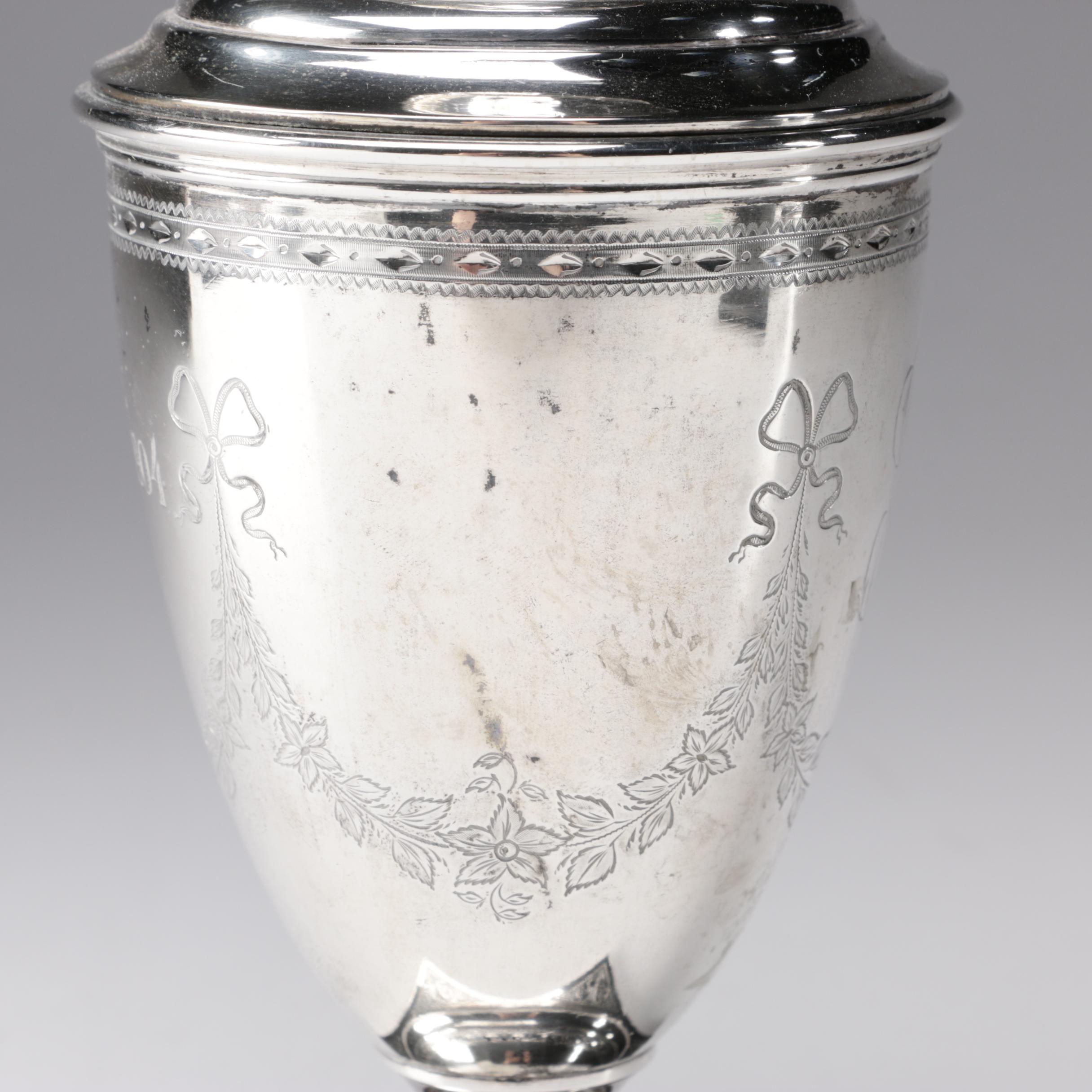 Peter Hertz Danish 826 Silver Muffineer on Plinth Base, 1902