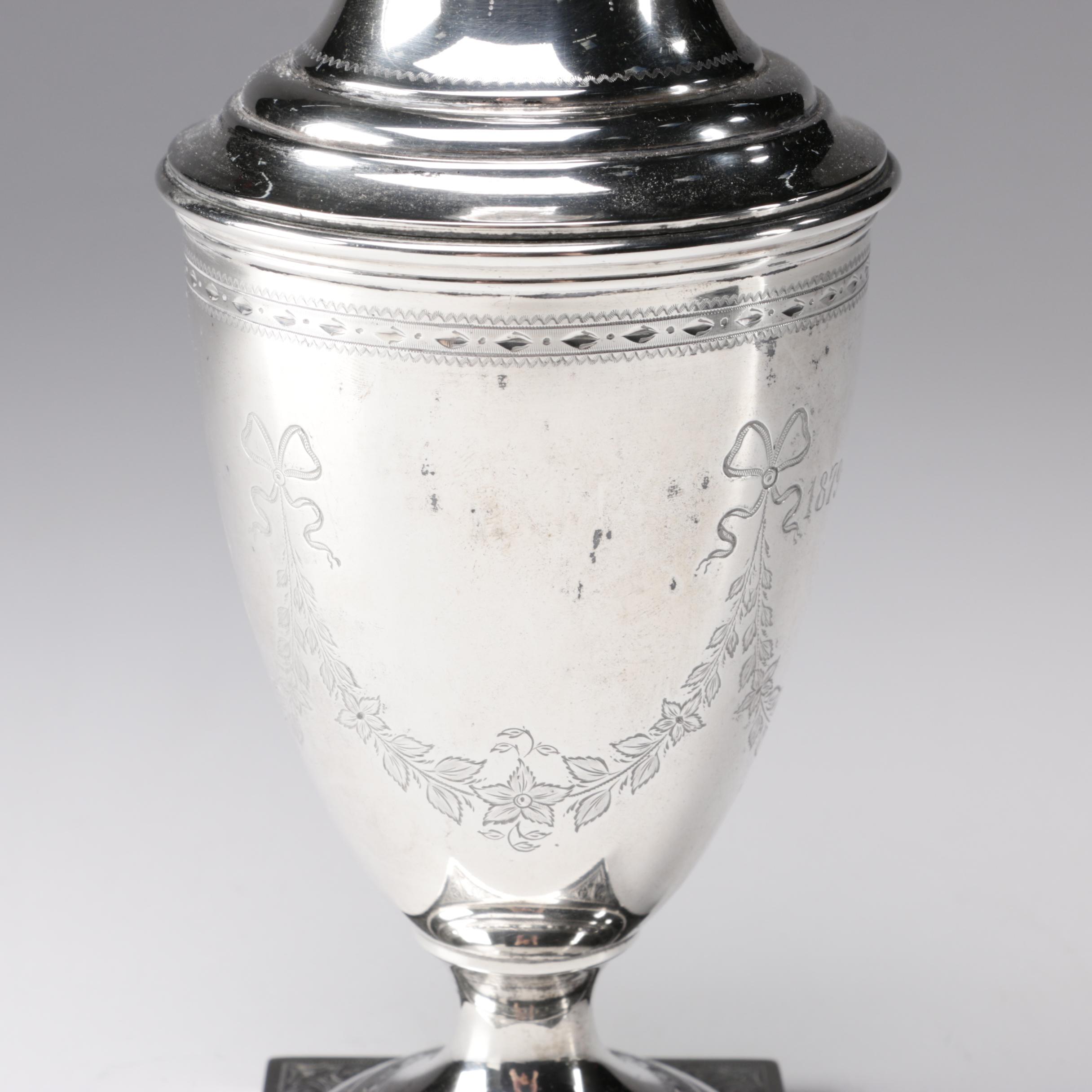Peter Hertz Danish 826 Silver Muffineer on Plinth Base, 1902