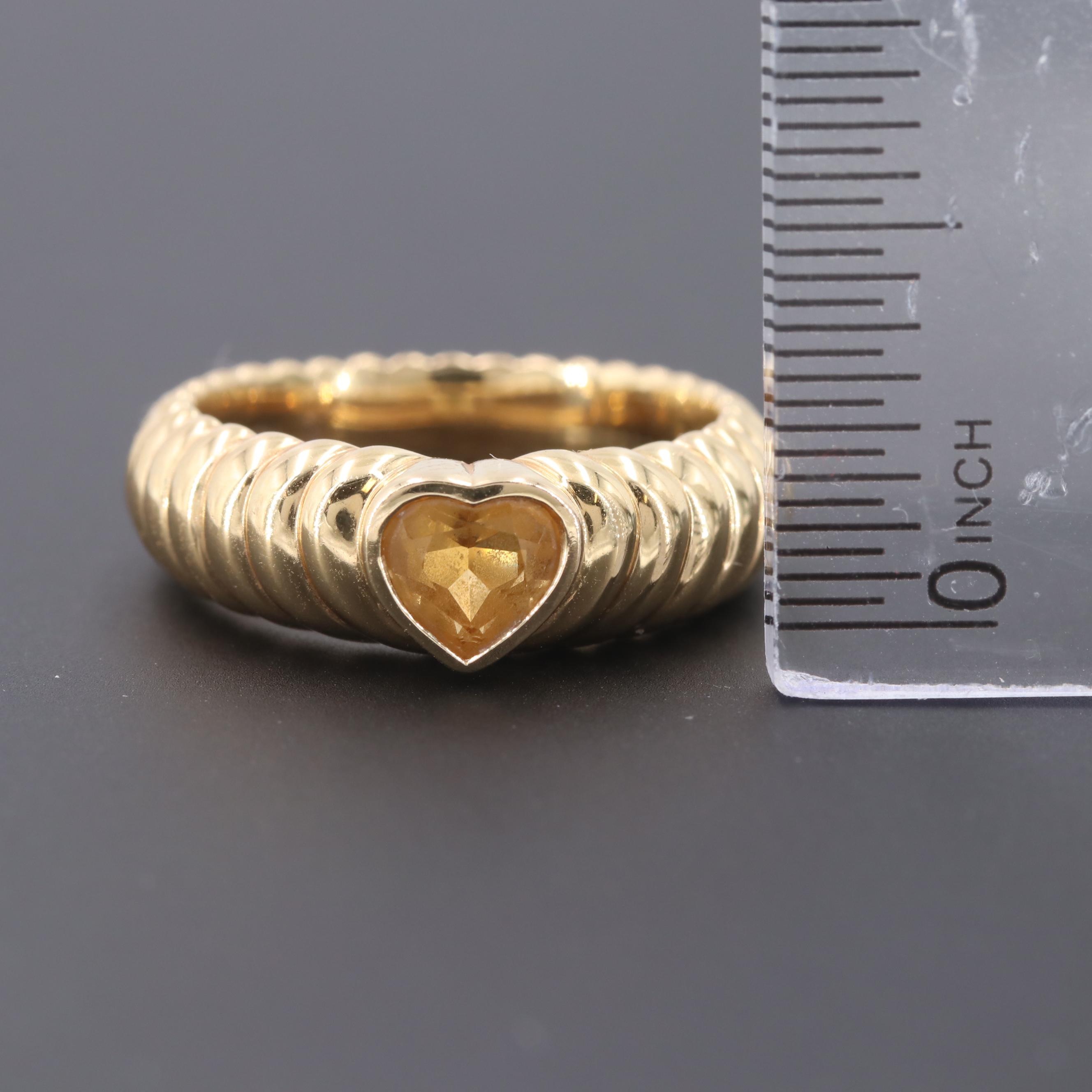 Tiffany & Co. 18K Yellow Gold Citrine Heart Ring