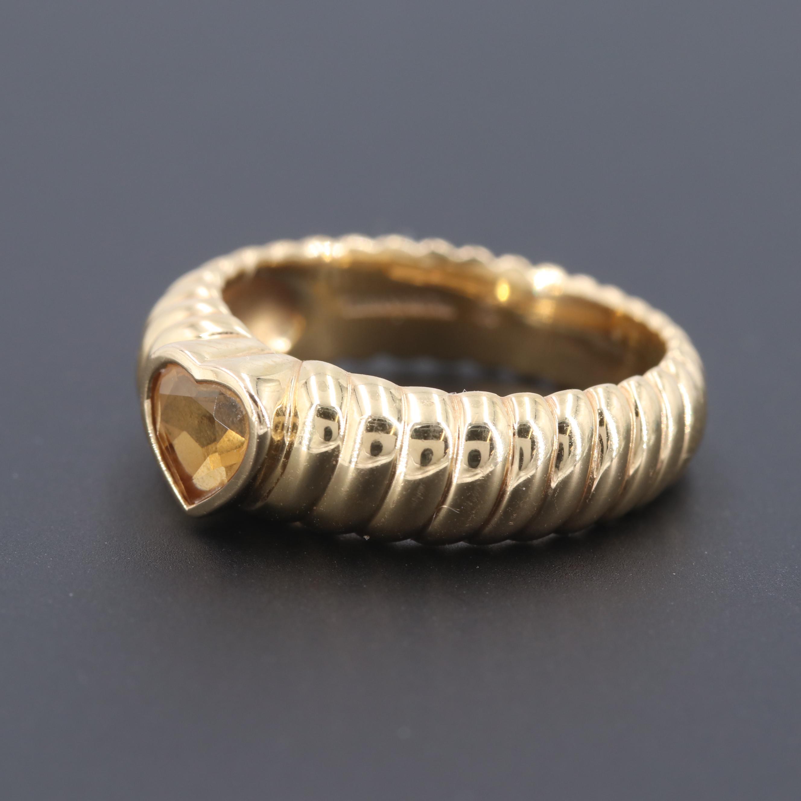 Tiffany & Co. 18K Yellow Gold Citrine Heart Ring