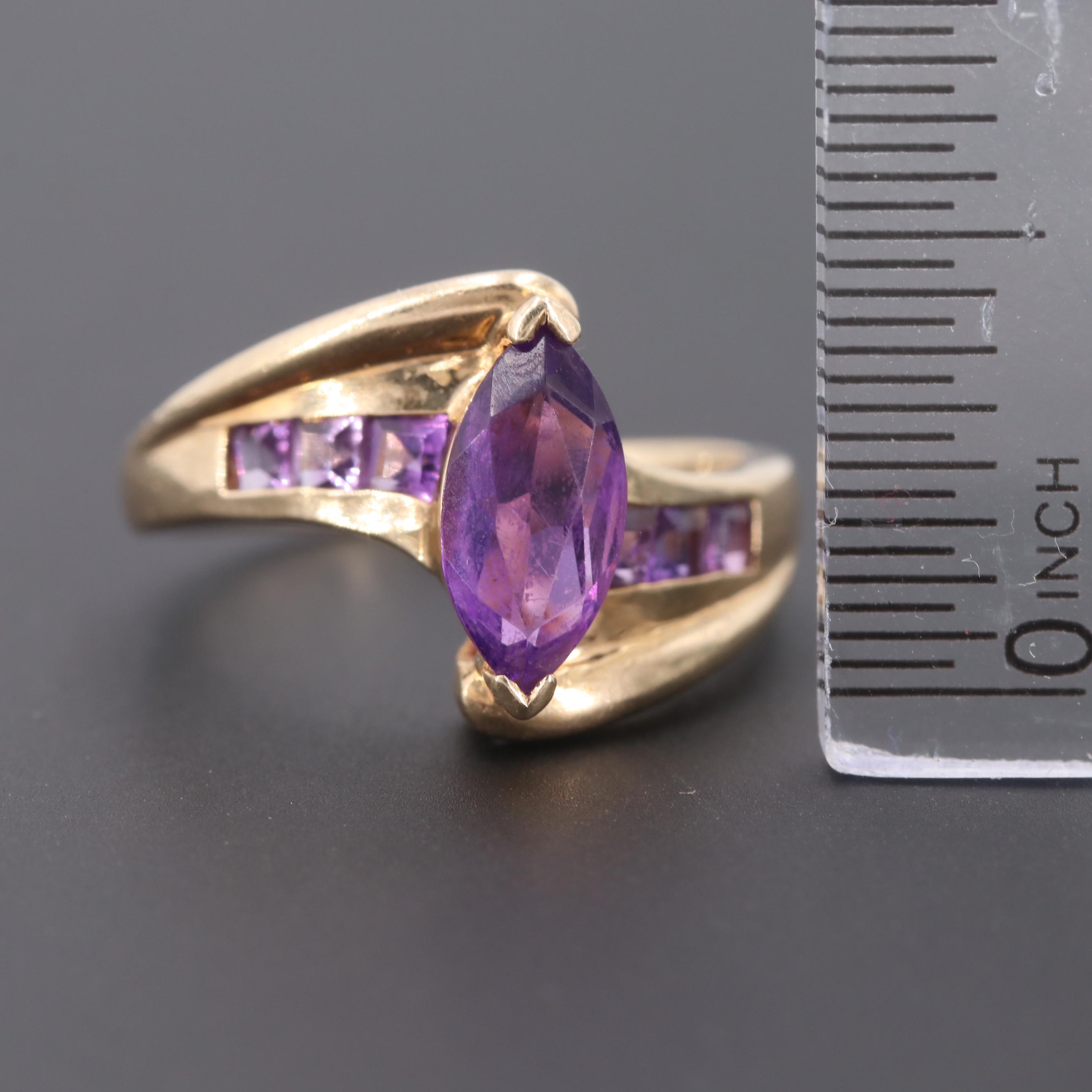 10K Yellow Gold Amethyst Ring