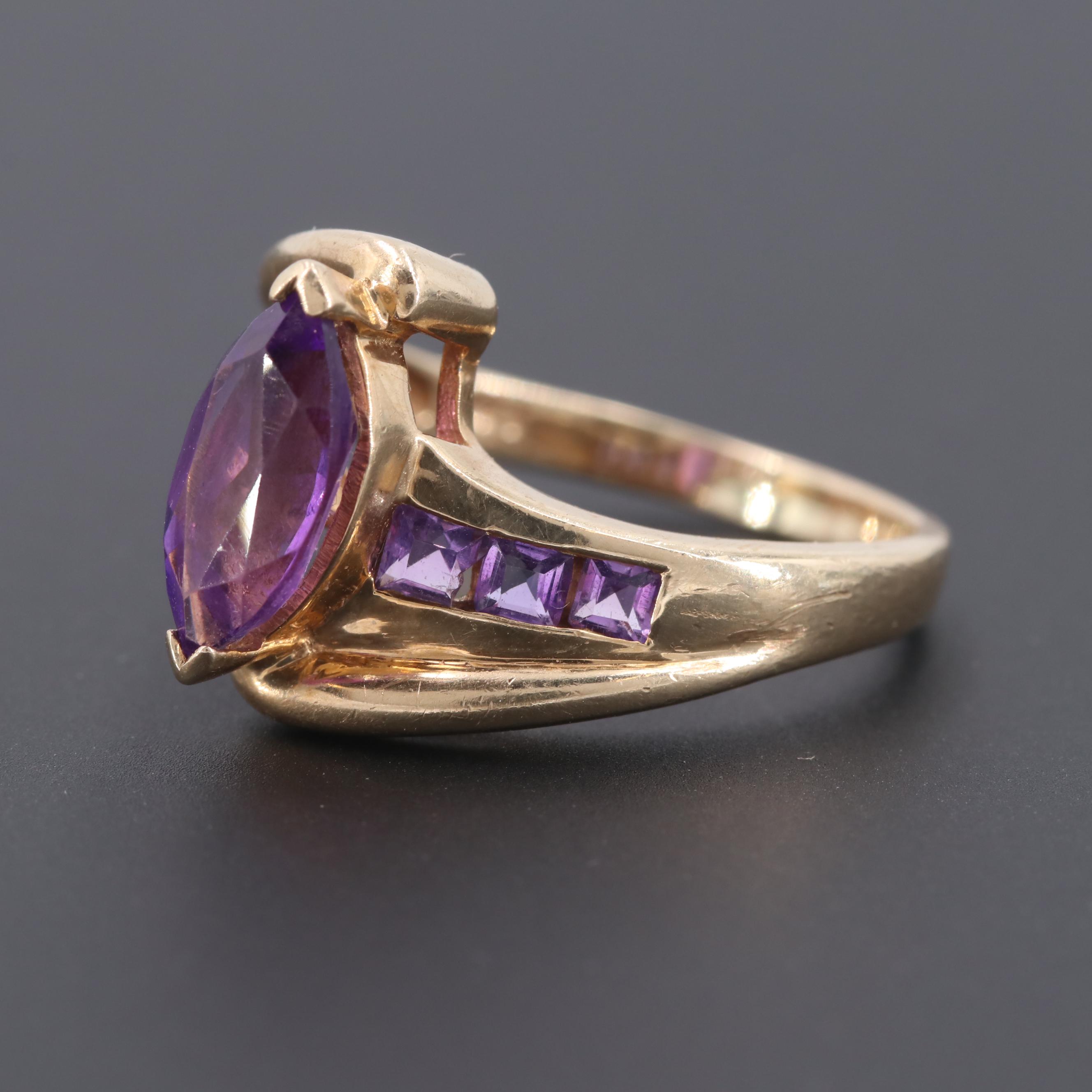 10K Yellow Gold Amethyst Ring