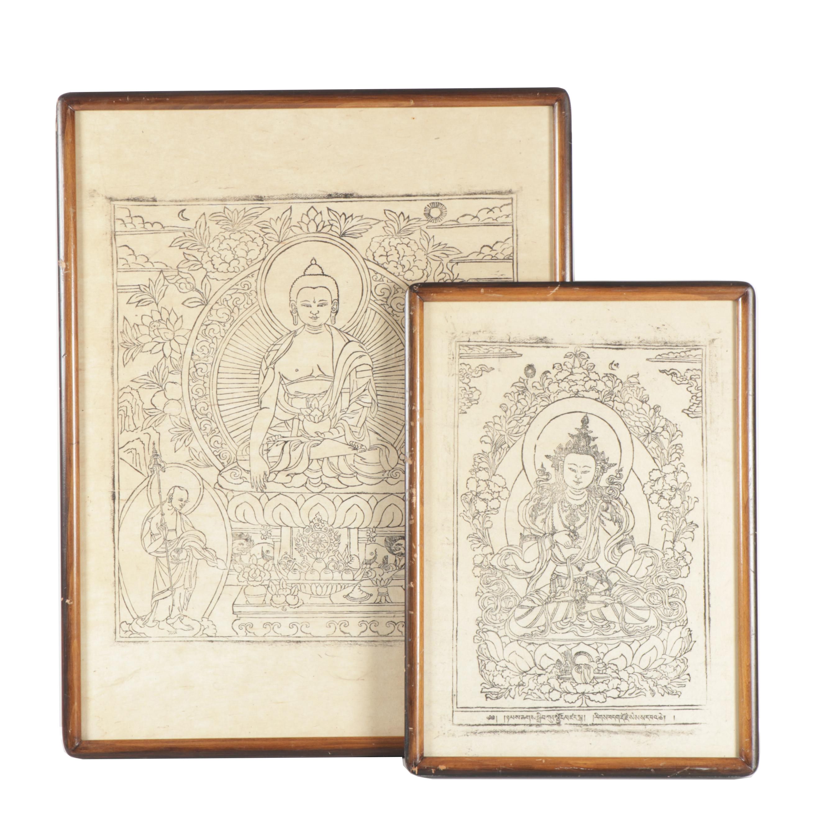 Tibetan Buddhist Woodcut Prints on Rice Paper