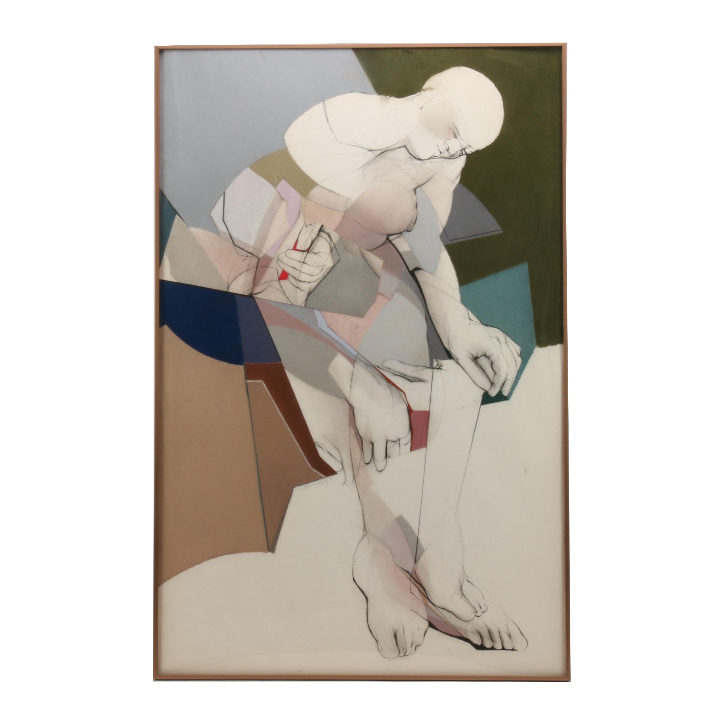 Thomas Hilty Mixed Media Drawing "Pantomine 6"