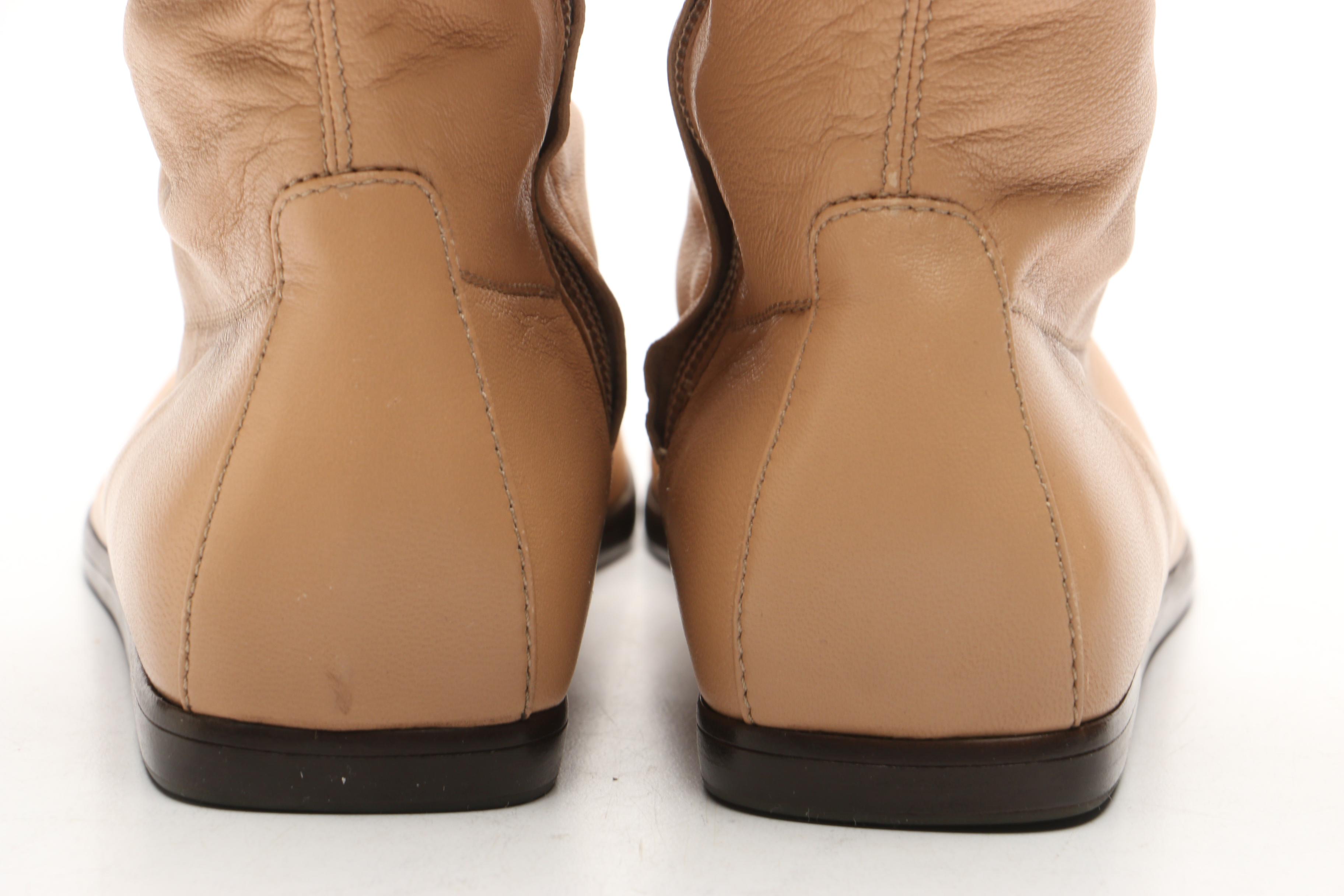 Chanel Fall/Winter 1999 Runway Collection CC Logo Beige Leather Boots