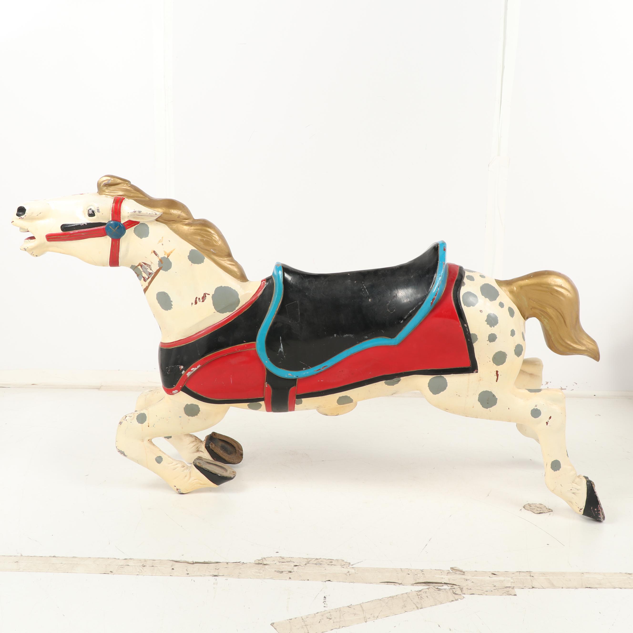 Full Size Painted Metal Carousel Horse, Mid 20th Century