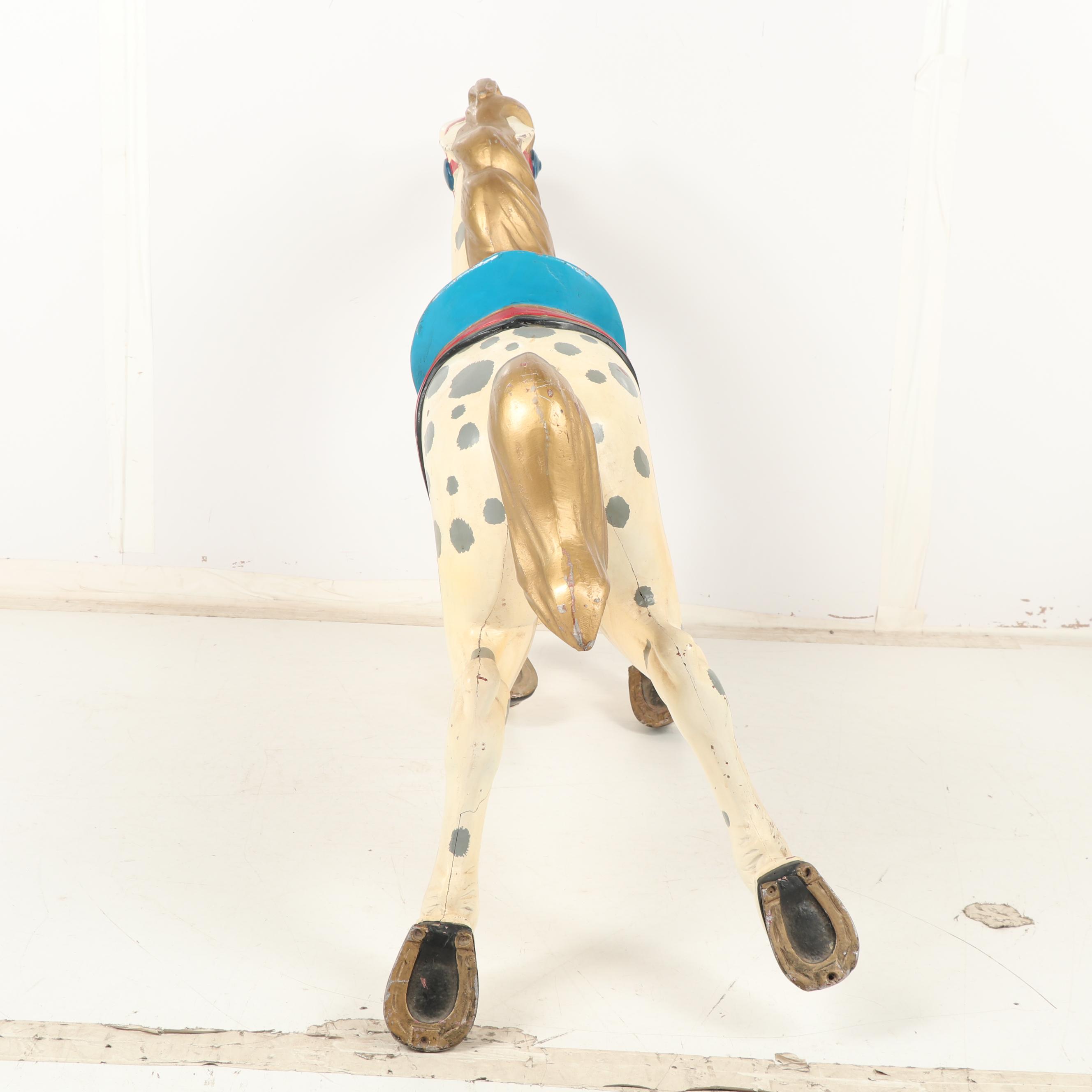 Full Size Painted Metal Carousel Horse, Mid 20th Century