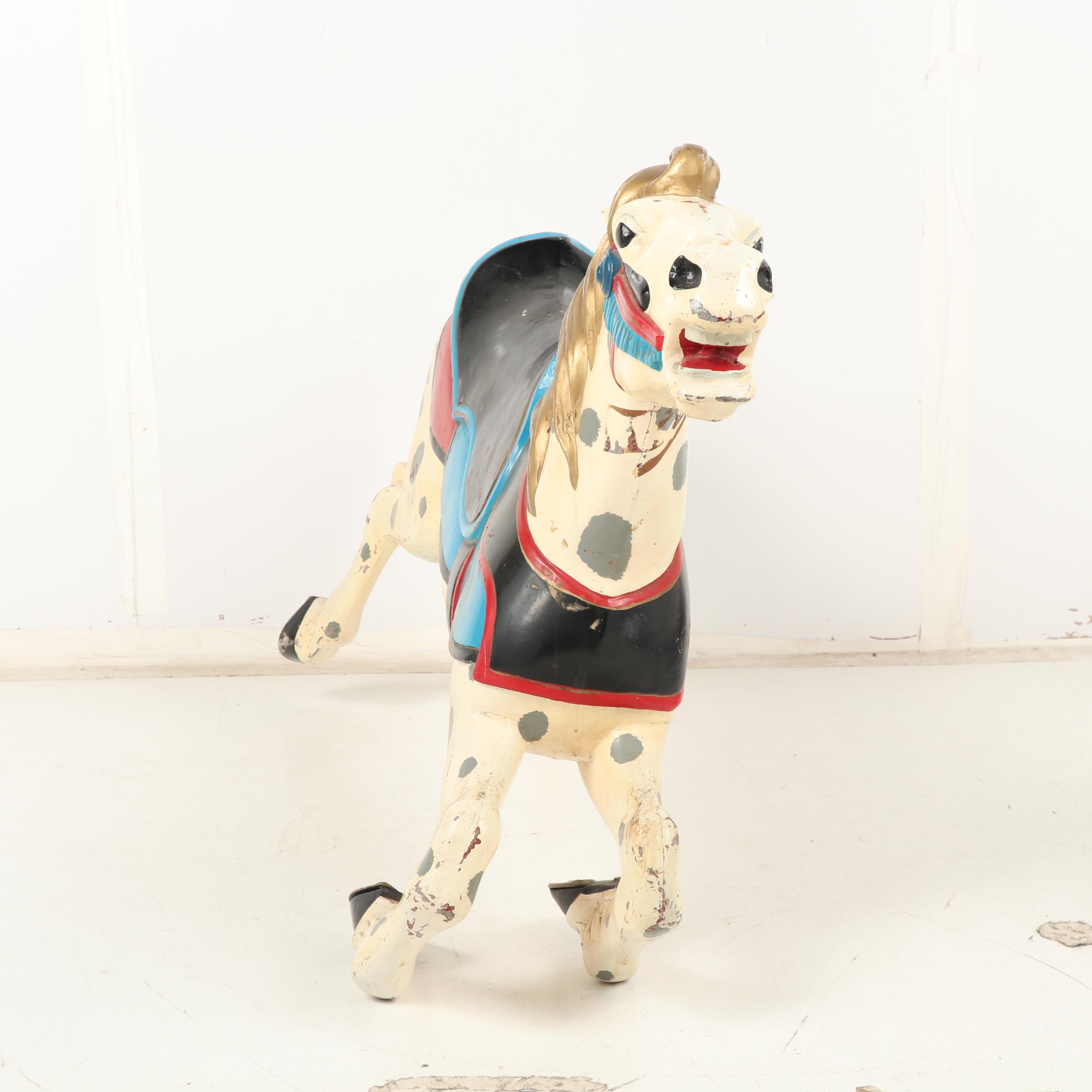 Full Size Painted Metal Carousel Horse, Mid 20th Century