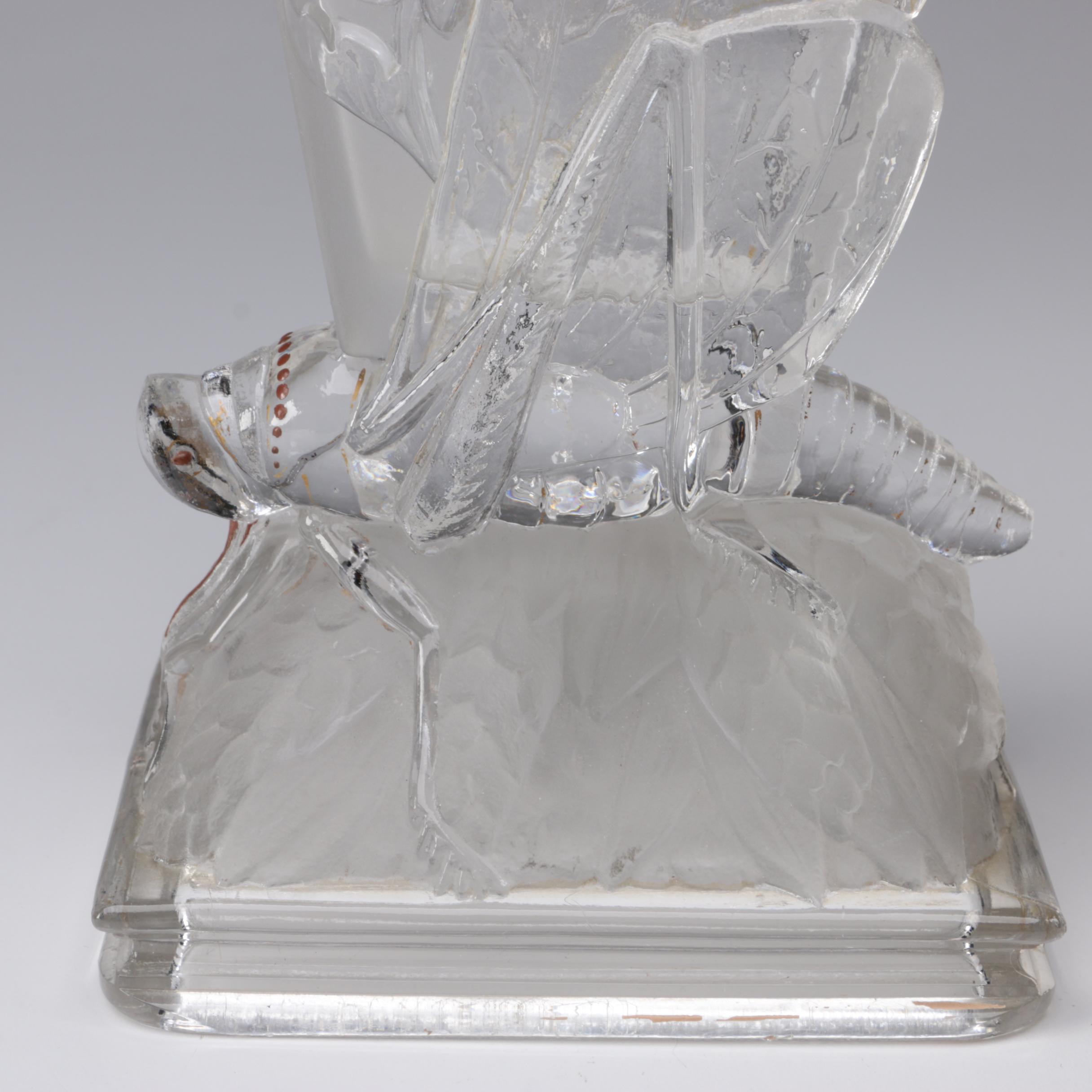 Baccarat Frosted and Clear Crystal "Grasshopper" Vase, Circa 1920s