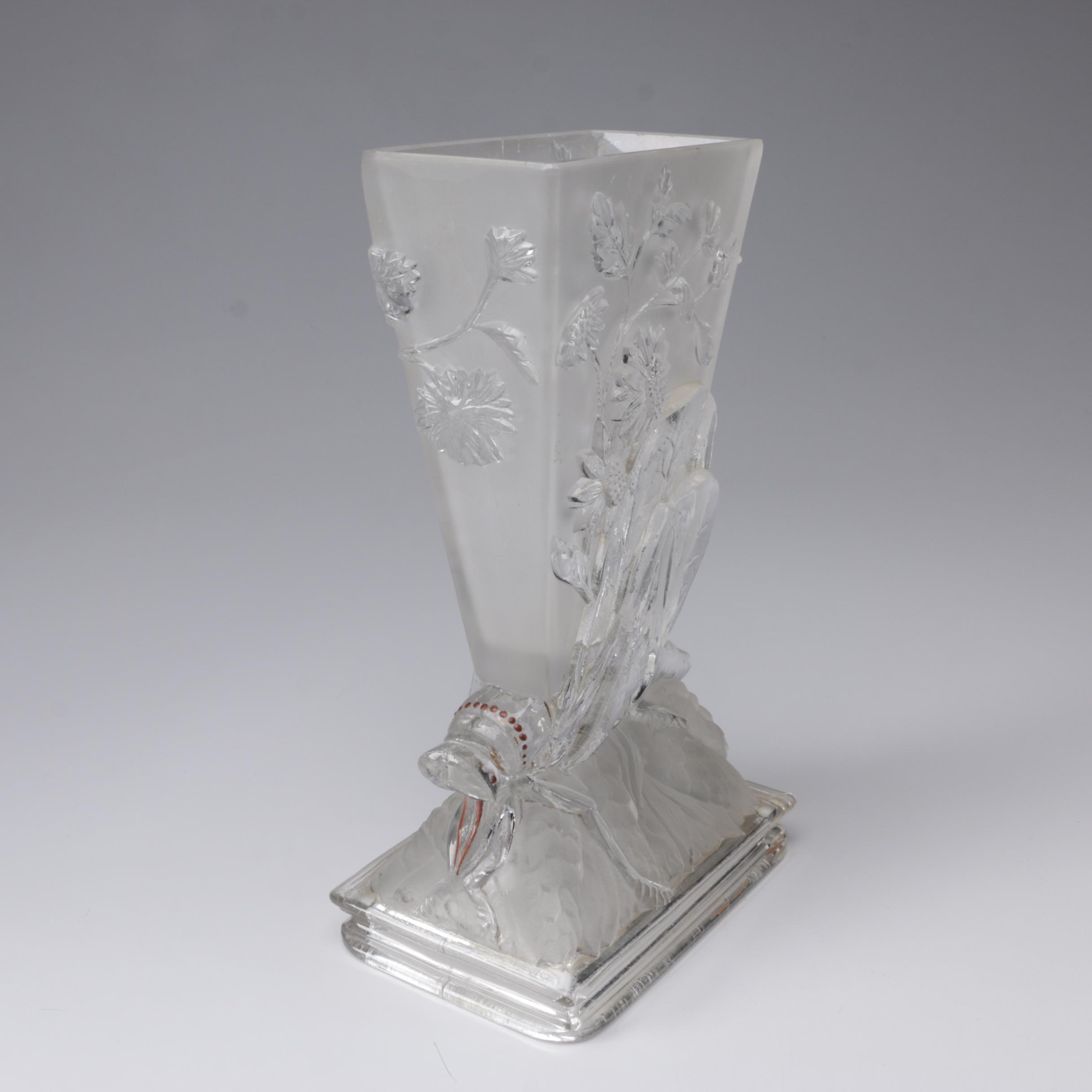 Baccarat Frosted and Clear Crystal "Grasshopper" Vase, Circa 1920s