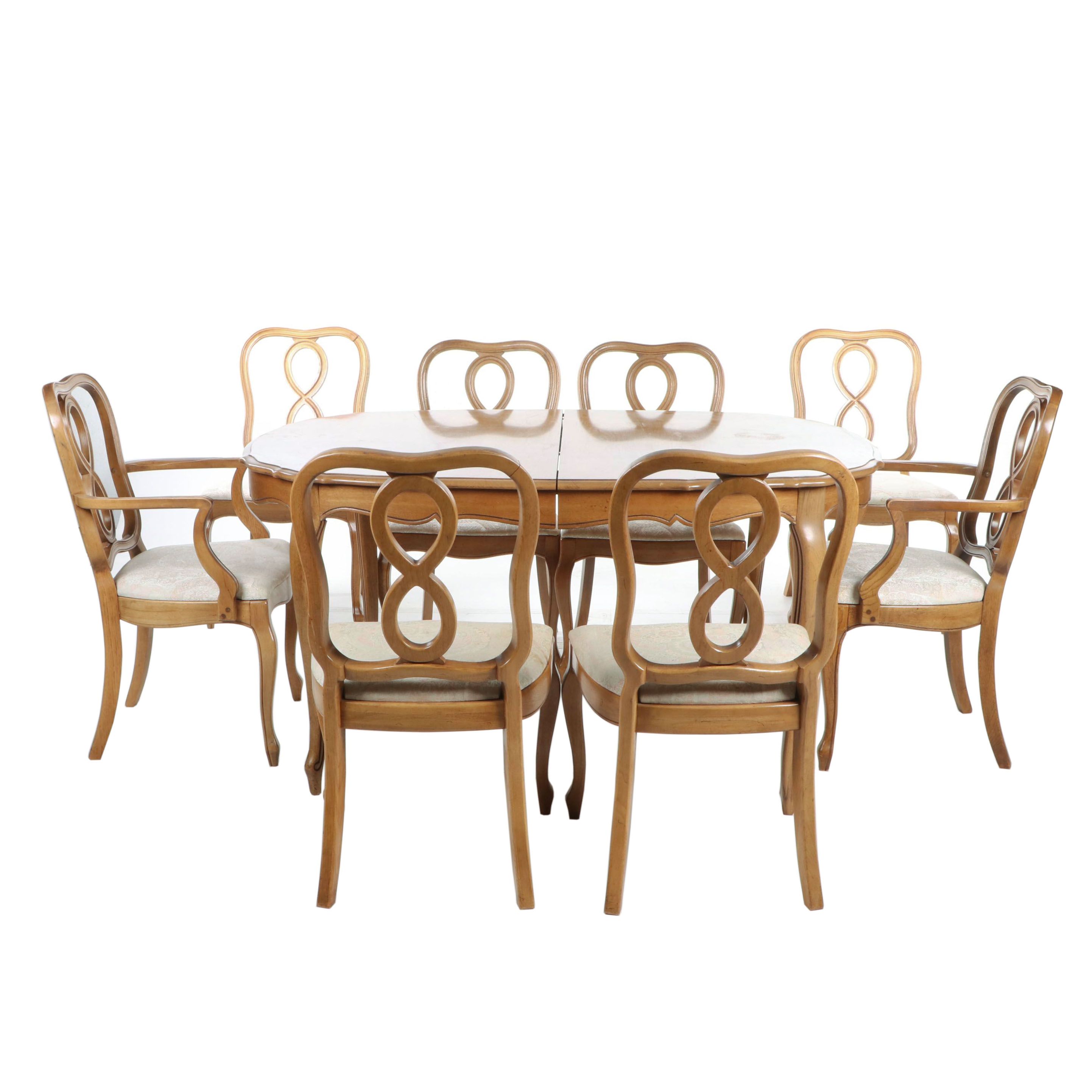 Thomasville "Tableau" Expandable Dining Table and Chair Set, Mid 20th Century