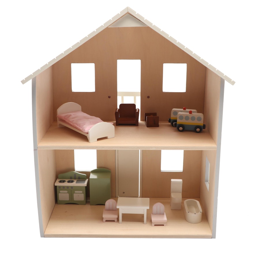 Pottery Barn Kids Farmington Wooden Doll House with Furniture and Accessories