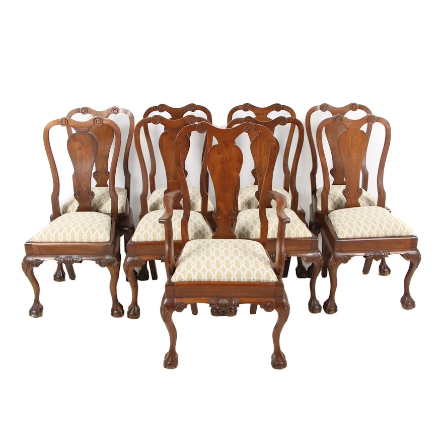 Mahogany Dining Chairs in the Chippendale Style, 20th Century