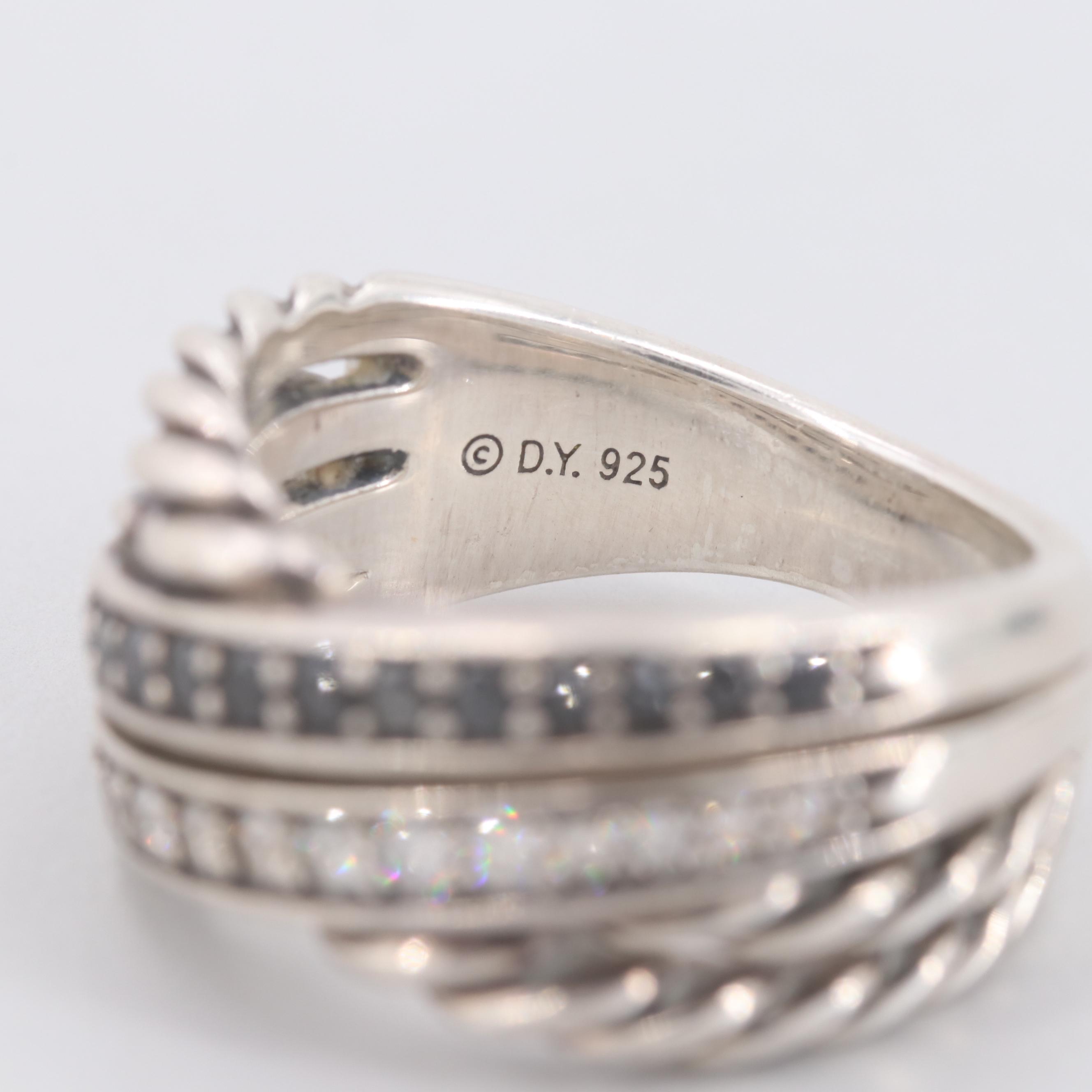 David Yurman Sterling Silver Diamond Ring Including Black Diamonds