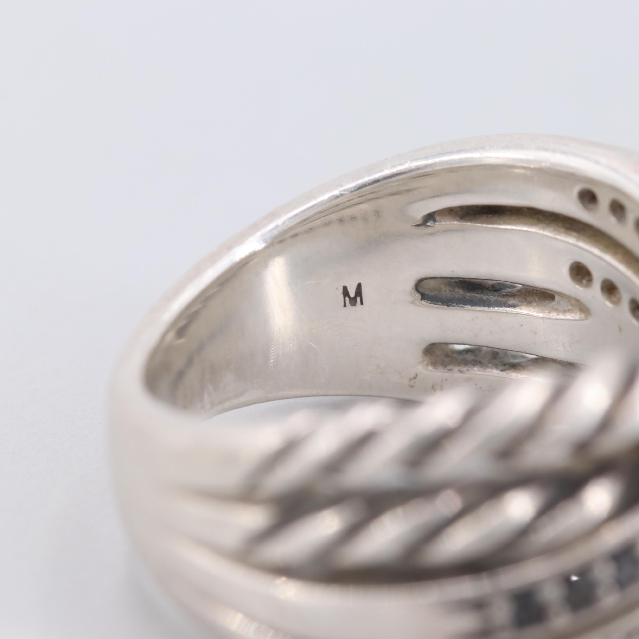 David Yurman Sterling Silver Diamond Ring Including Black Diamonds