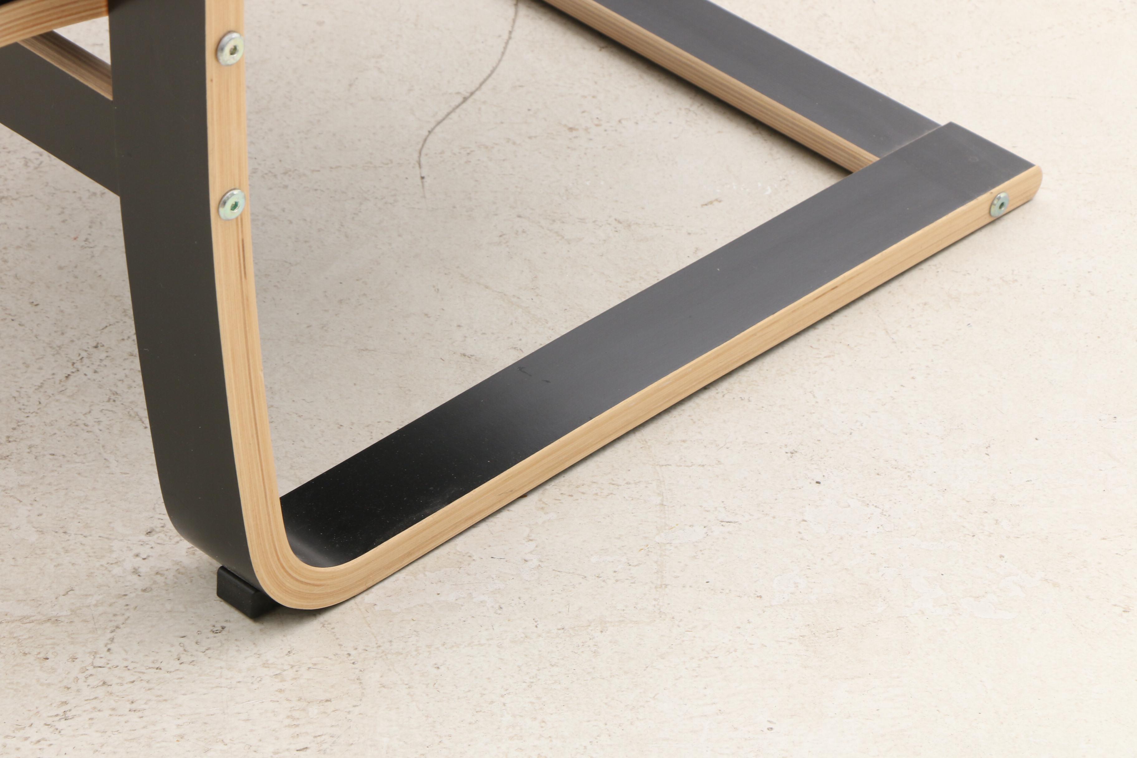 Ikea "Poang" Leather Lounge Chair with Ottoman in Black