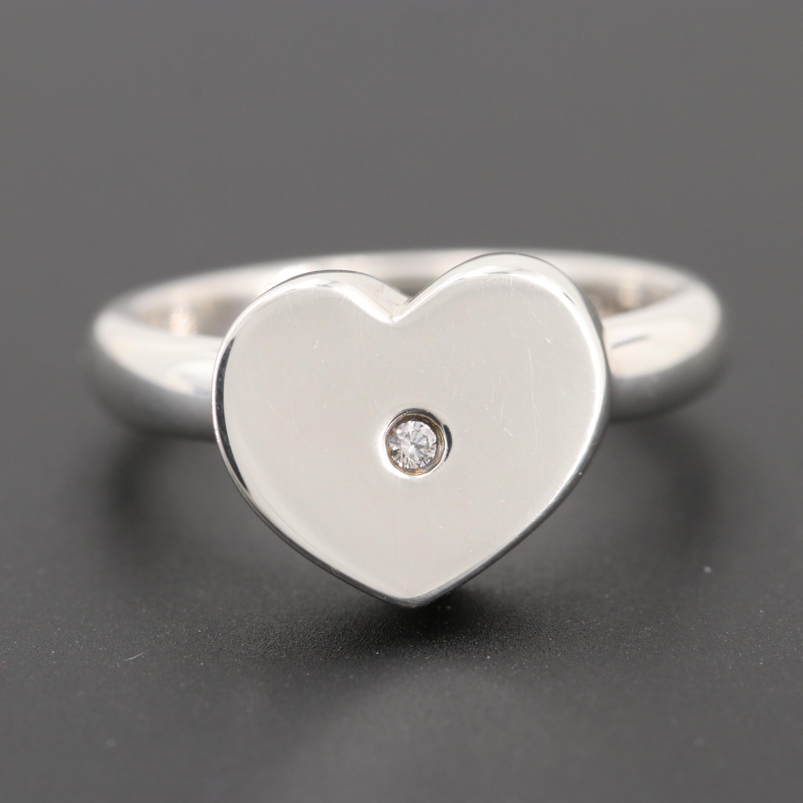 Paloma Picasso for Tiffany & Co. Sterling Silver Diamond Modern Heart Ring
