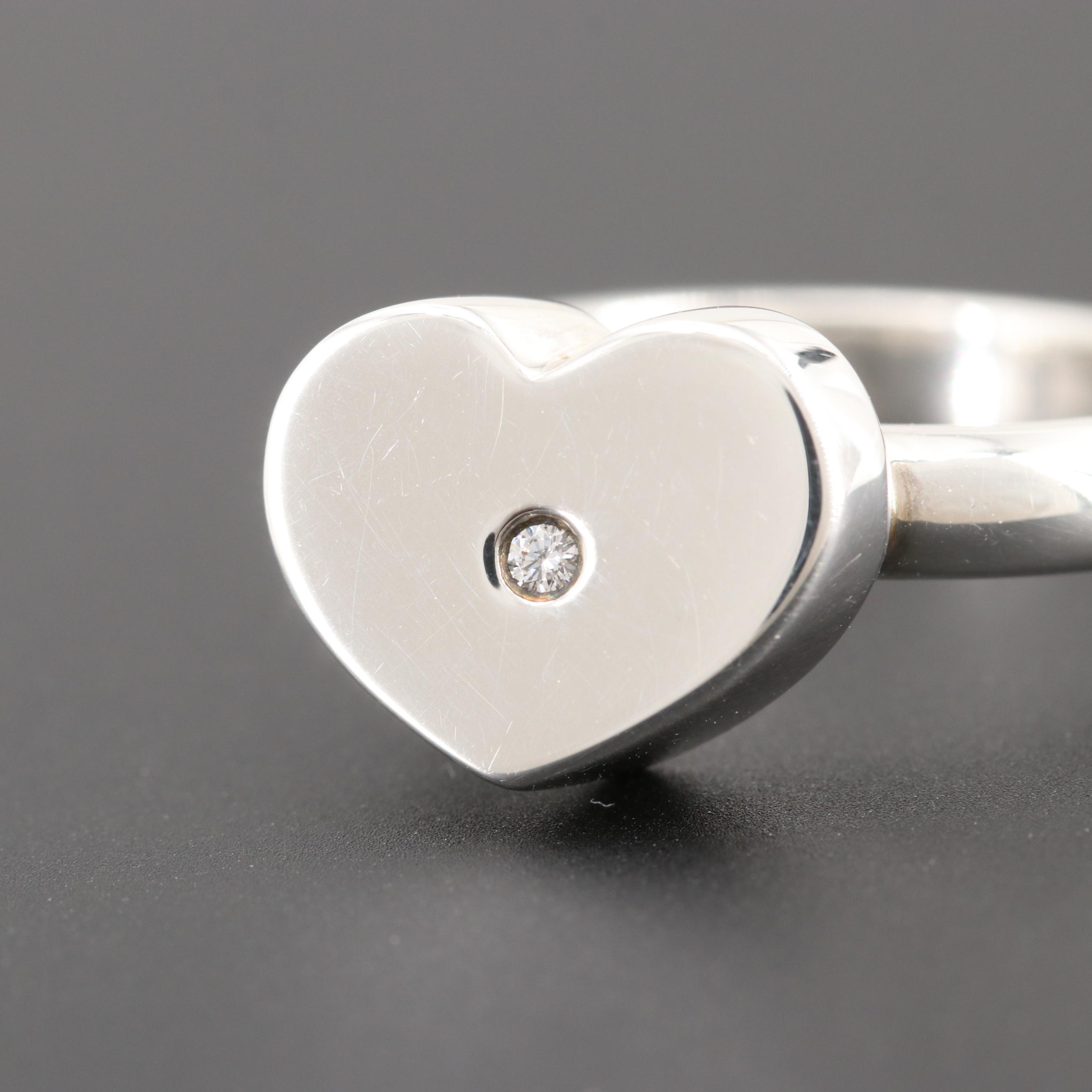 Paloma Picasso for Tiffany & Co. Sterling Silver Diamond Modern Heart Ring