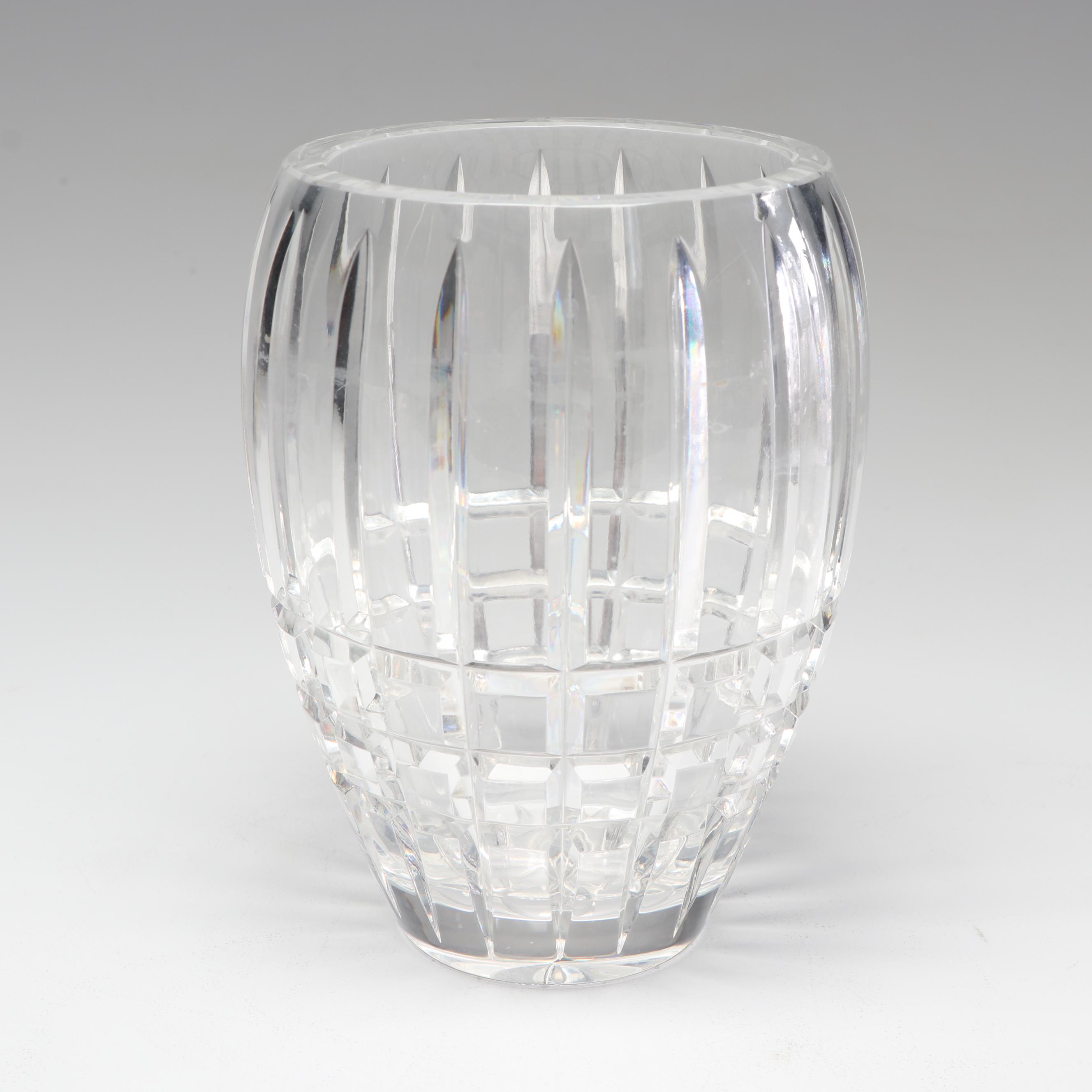 Crystal Judaica Decor Including Waterford Tray and Jim Karg Glass Paperweight
