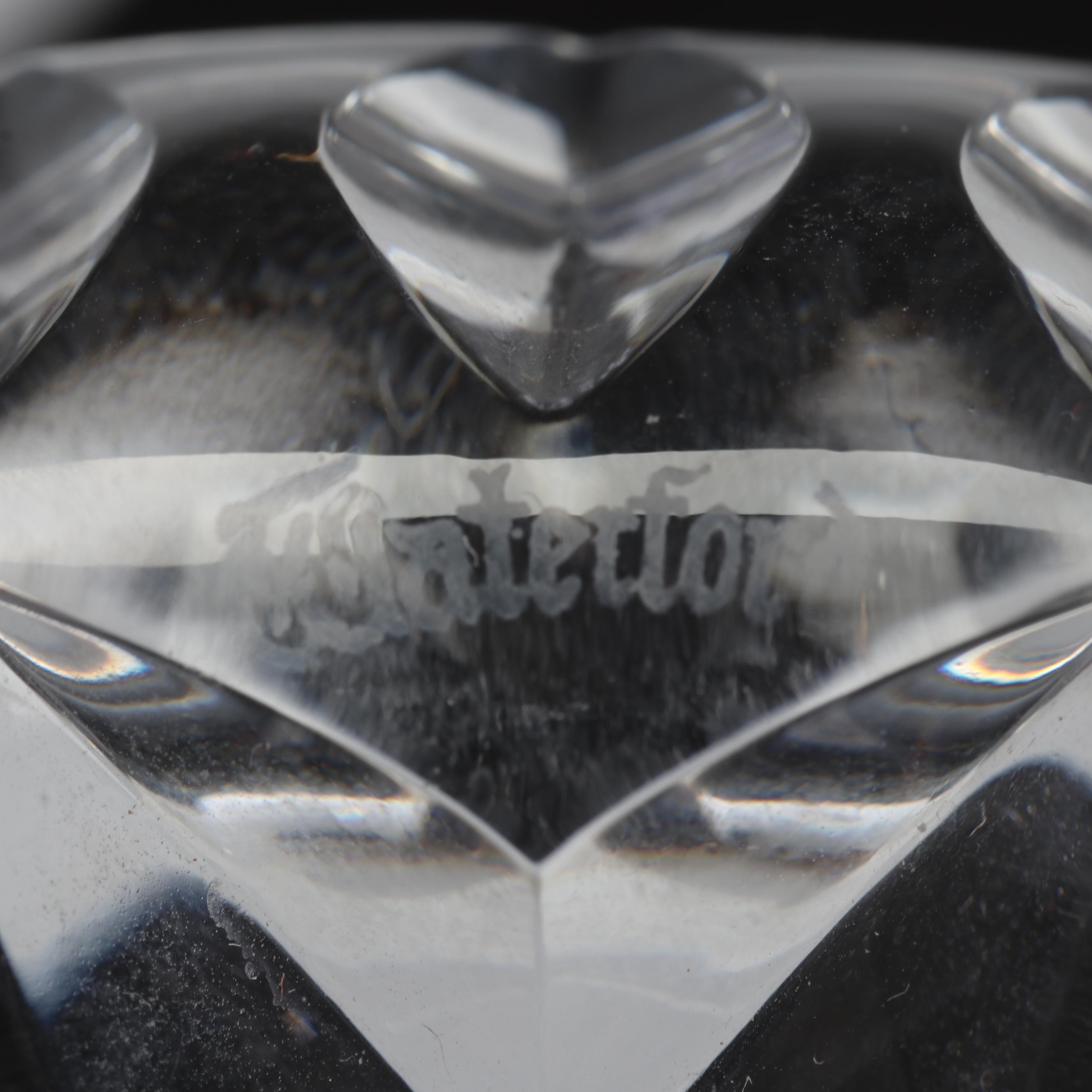 Crystal Judaica Decor Including Waterford Tray and Jim Karg Glass Paperweight