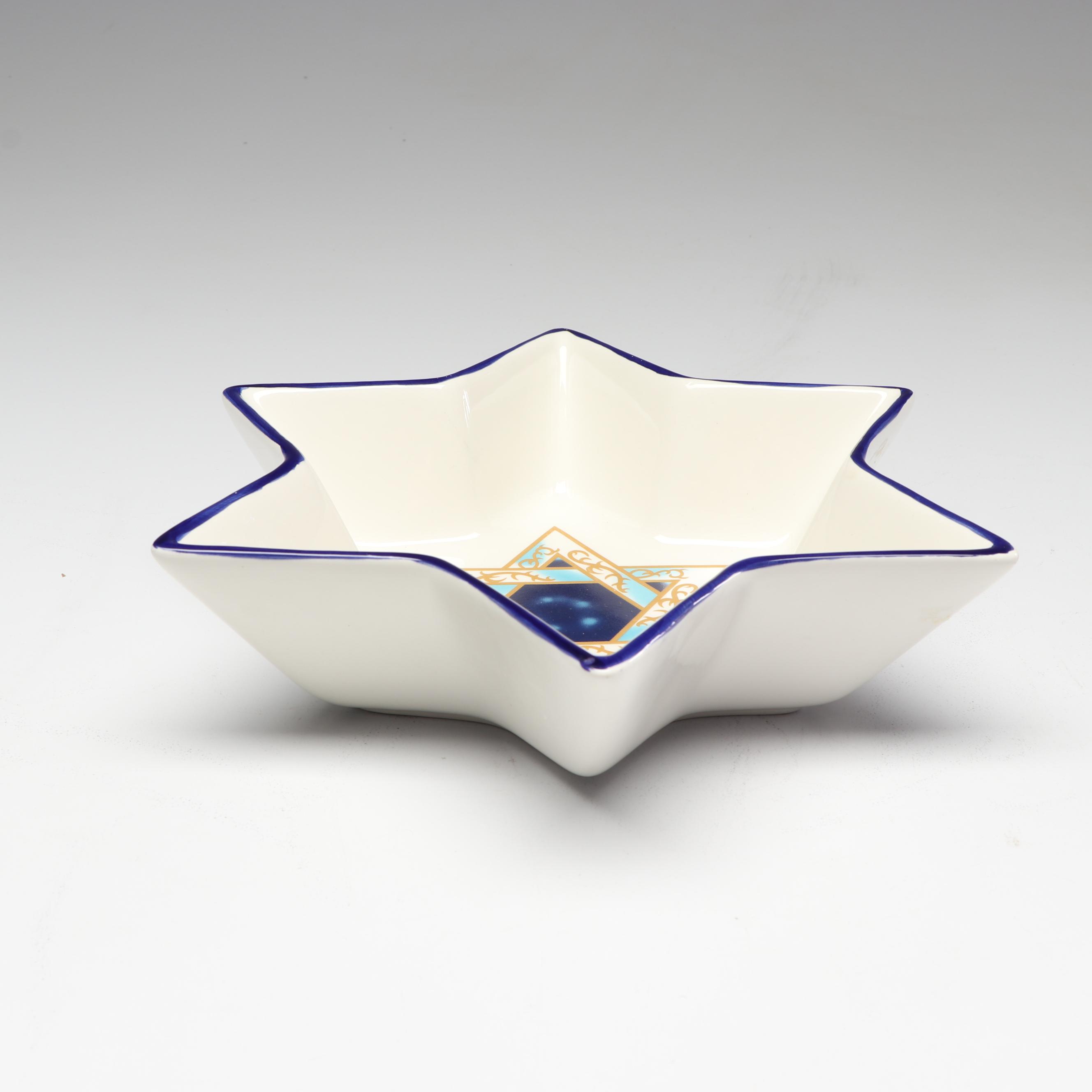 Crystal Judaica Decor Including Waterford Tray and Jim Karg Glass Paperweight