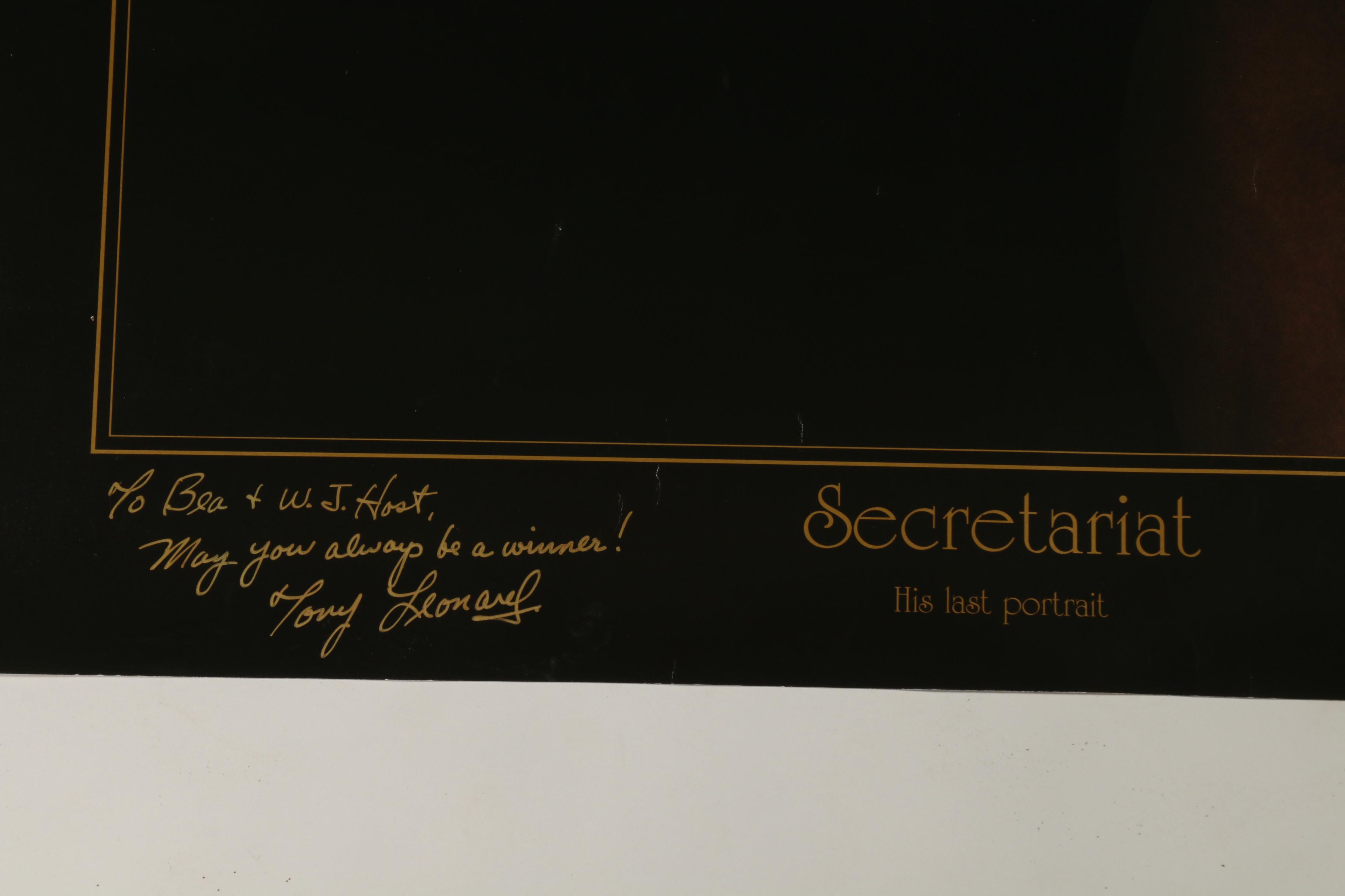 1989 Tony Leonard Signed Secretariat "His Last Portrait" Print