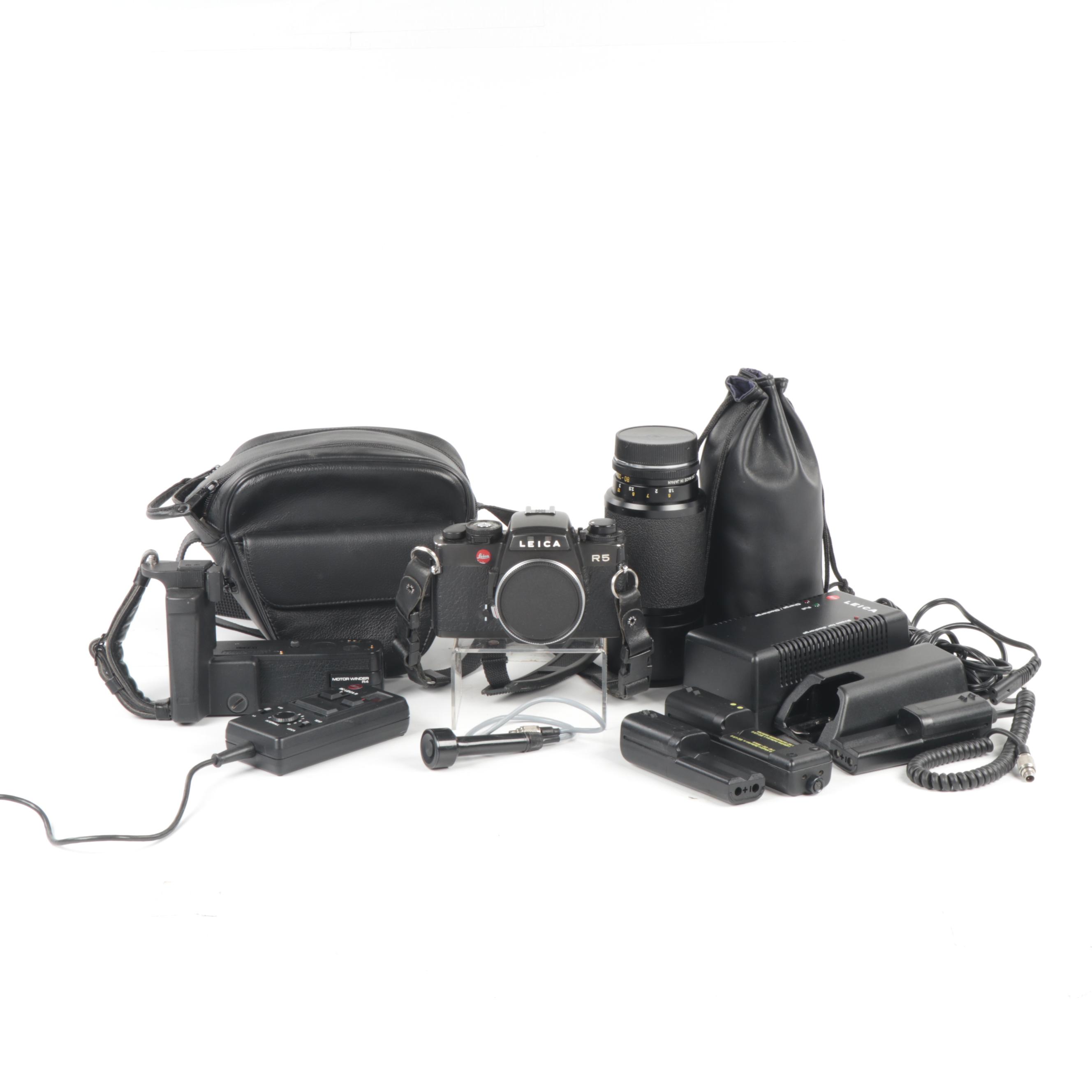 Leica R5 Camera with Tiffen 55mm 812 Lens and Accessories